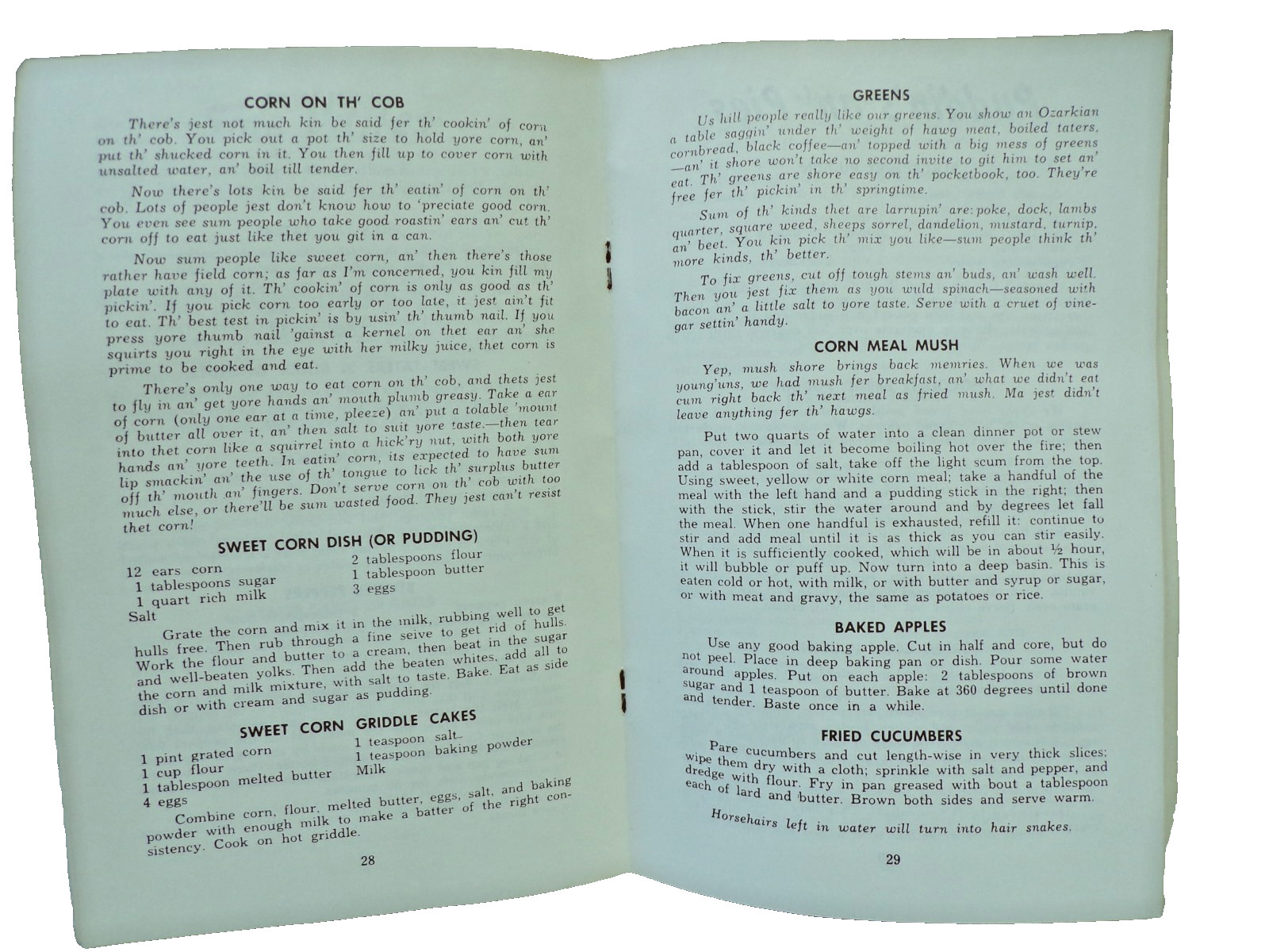MA’S COOKIN‘ 1986 HILLBILLY COOK BOOK MOUNTAIN RECIPES 56 PAGES BODEGA BAY CAL.