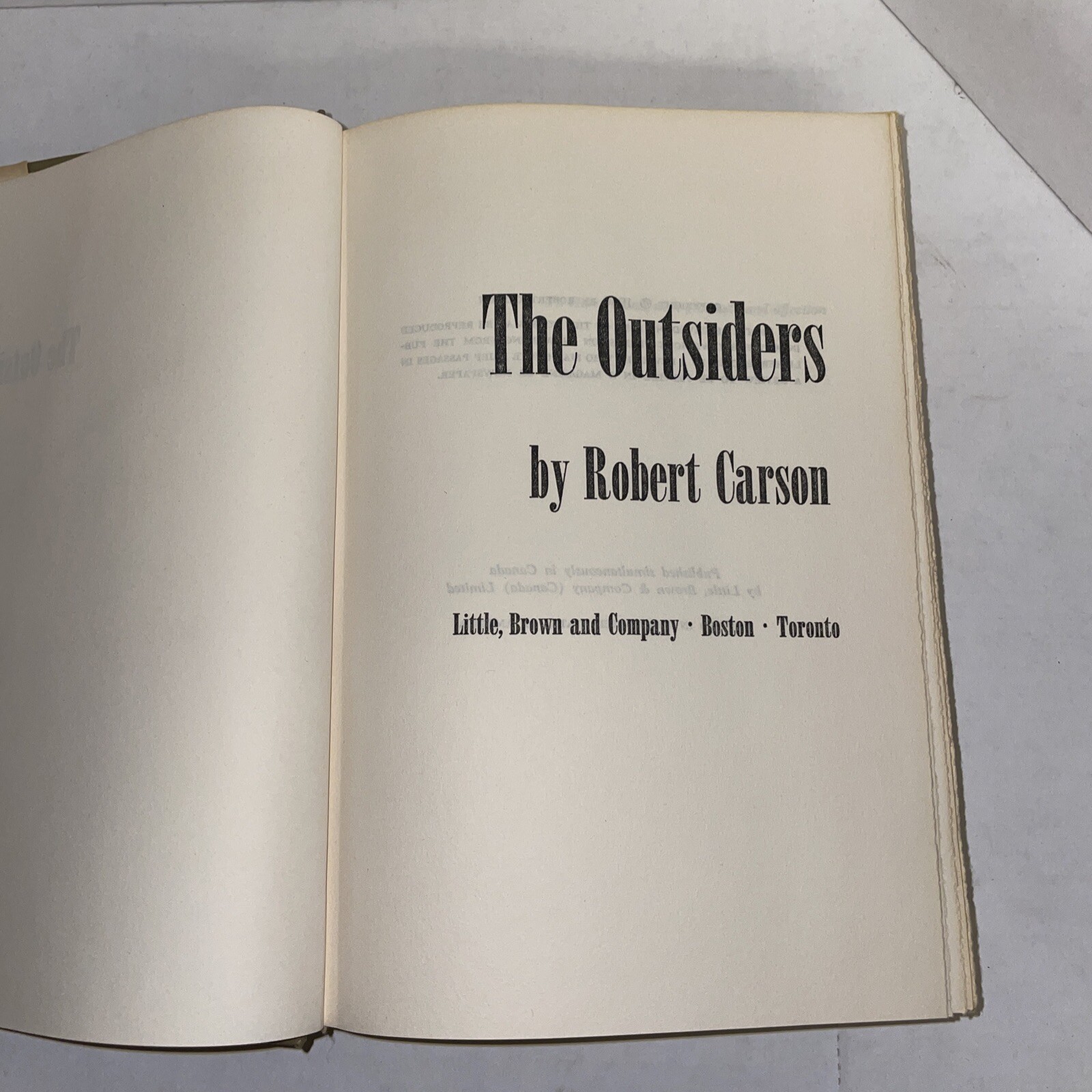 MINT~ THE OUTSIDERS Robert Carson 1966 HCDJ BCE 1st Ed (A5)