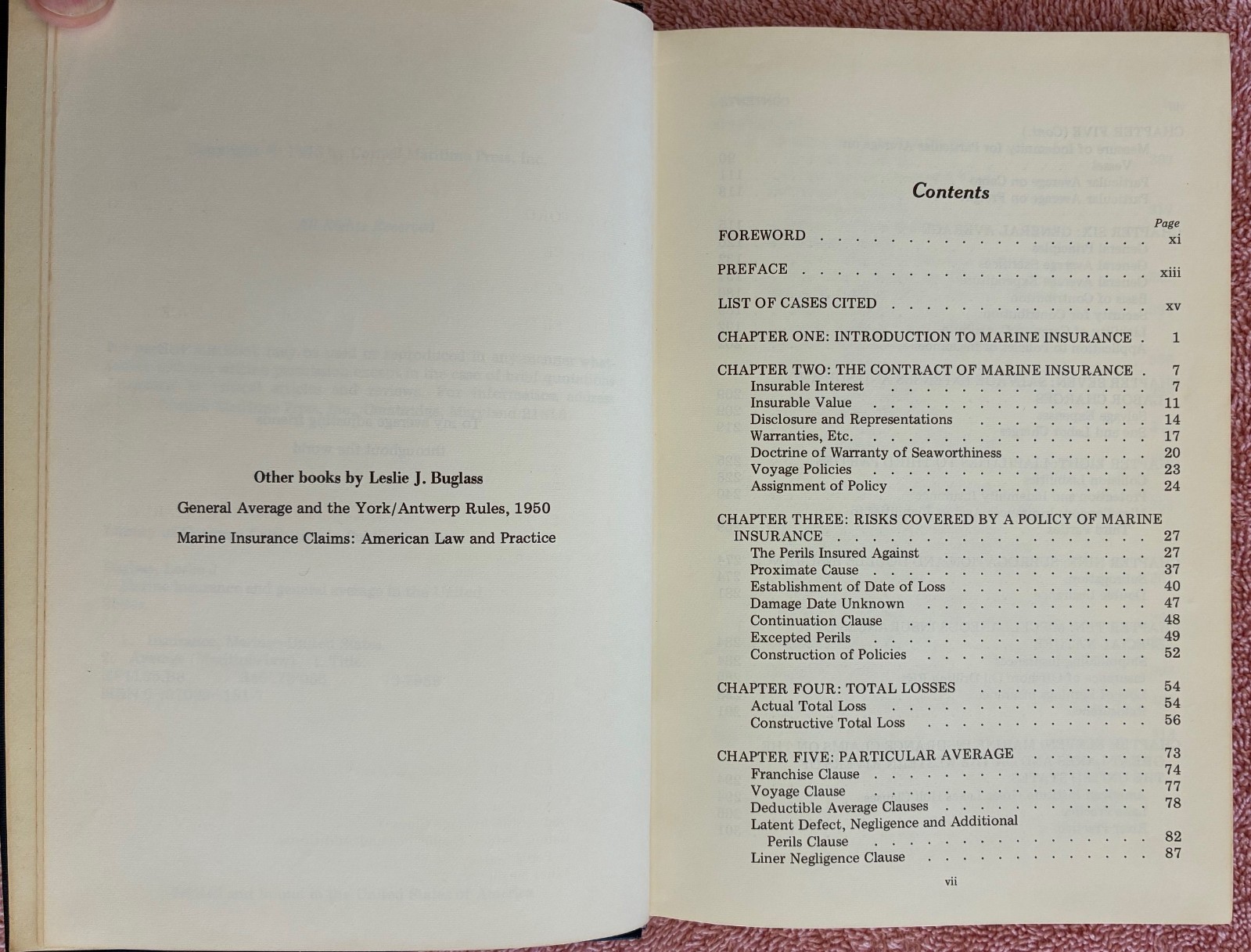 Marine Insurance and General Average in the United States- L Buglass SIGNED 1973