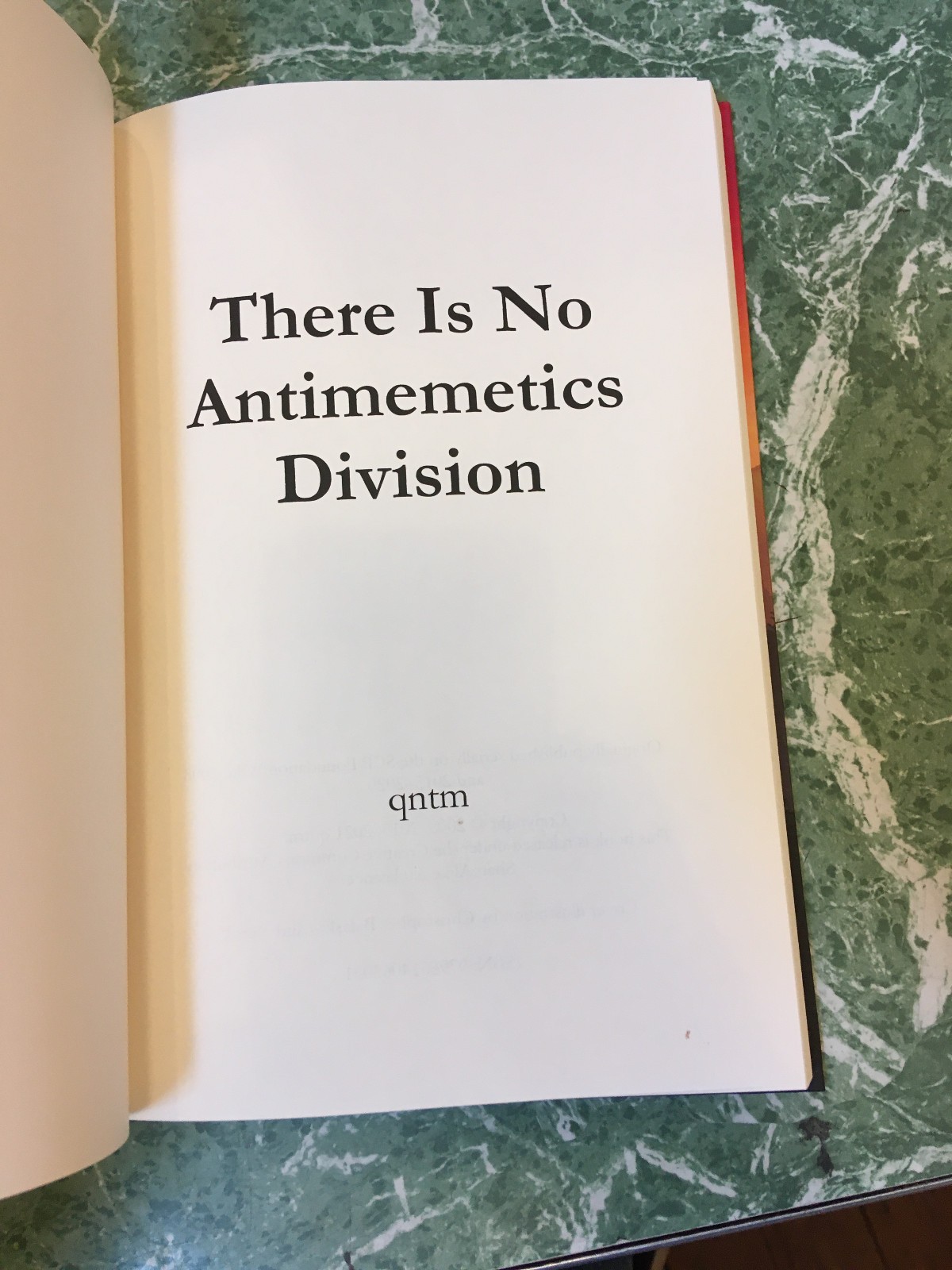 QNTM There is No Antimemetics Division HB qntm August 2024 1st edition
