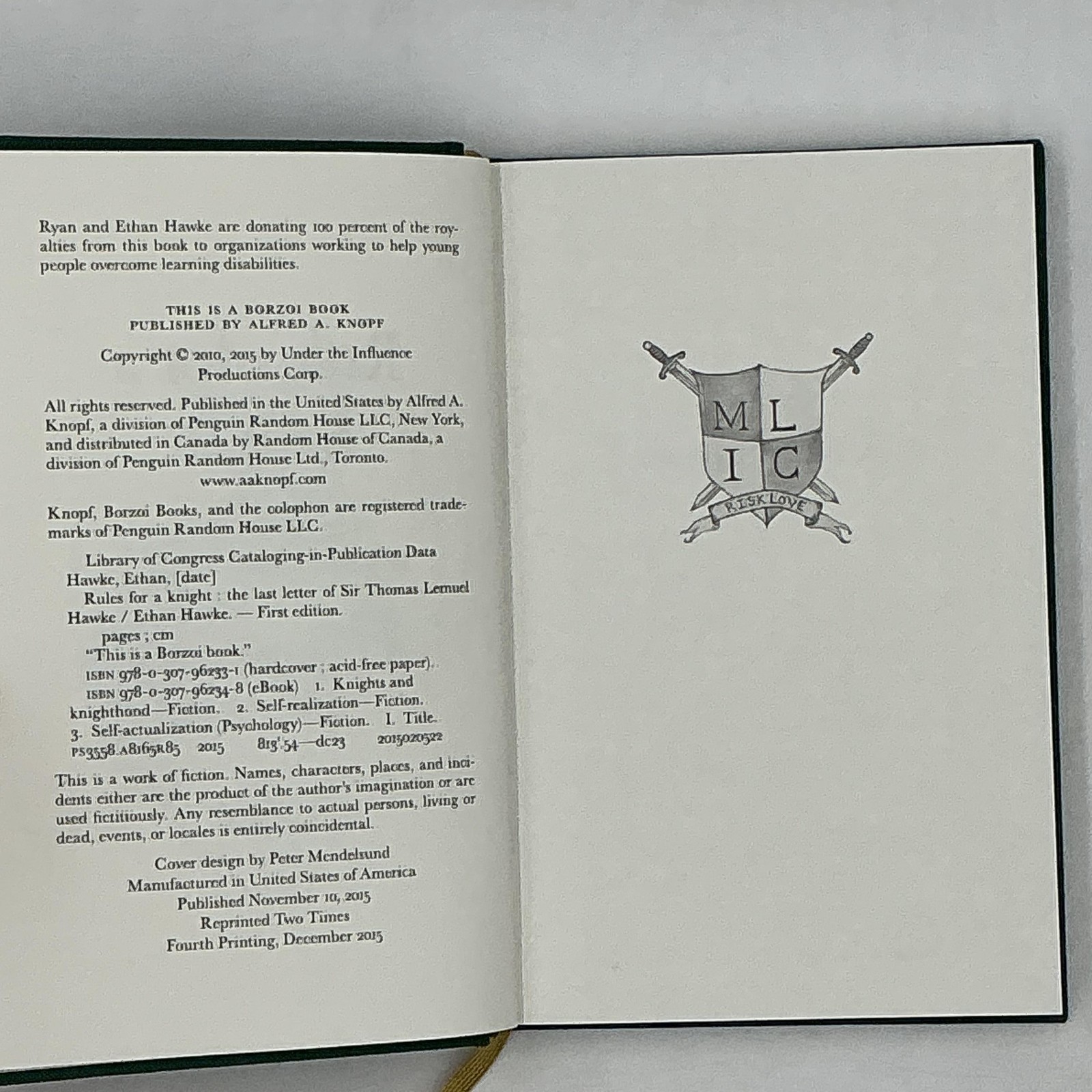 Rules For A Knight Ethan Hawke 2015 Green HC Alfred A Knopf 1st Edition Novel