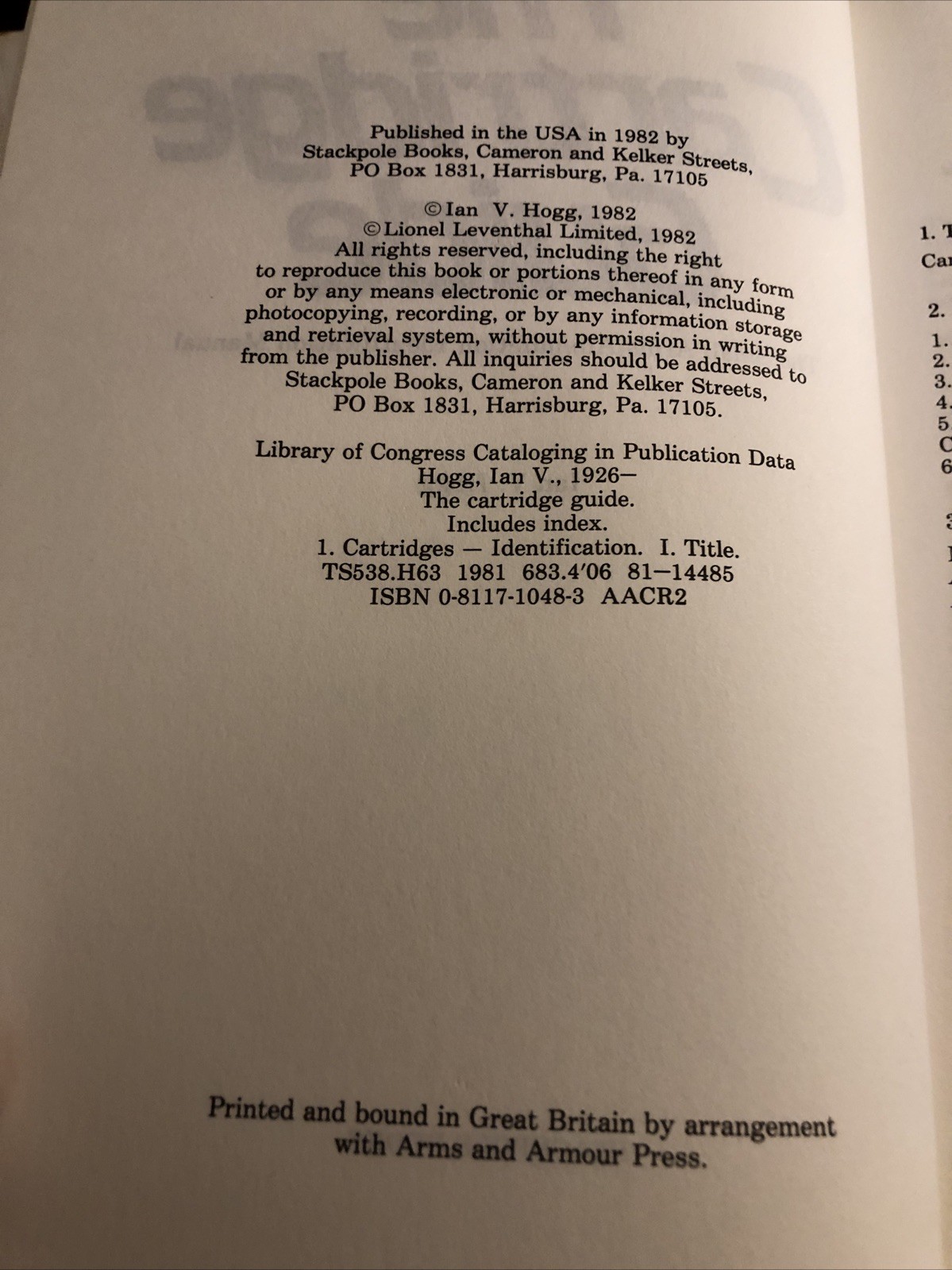 Cartridge Guide by Ian V. Hogg (1982, Hardcover)