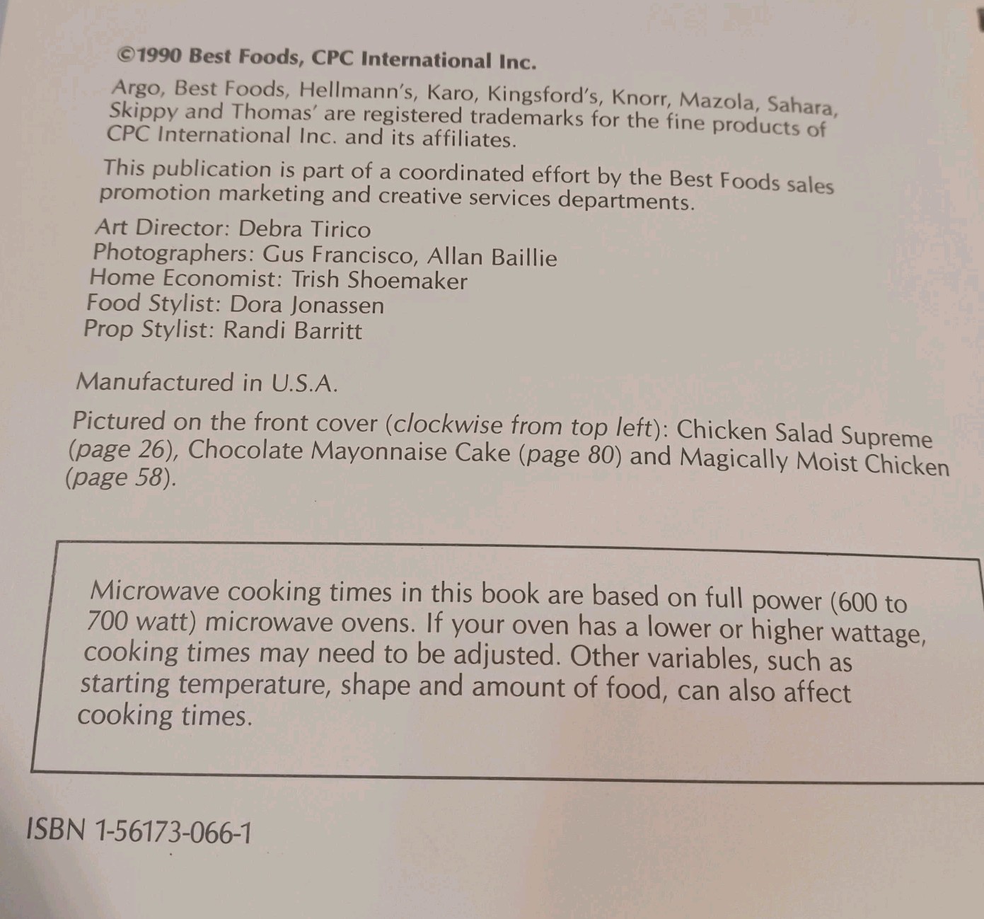 Hellmann’s Best Foods Mayonnaise 100+ Recipes Published 1990/Read Description.
