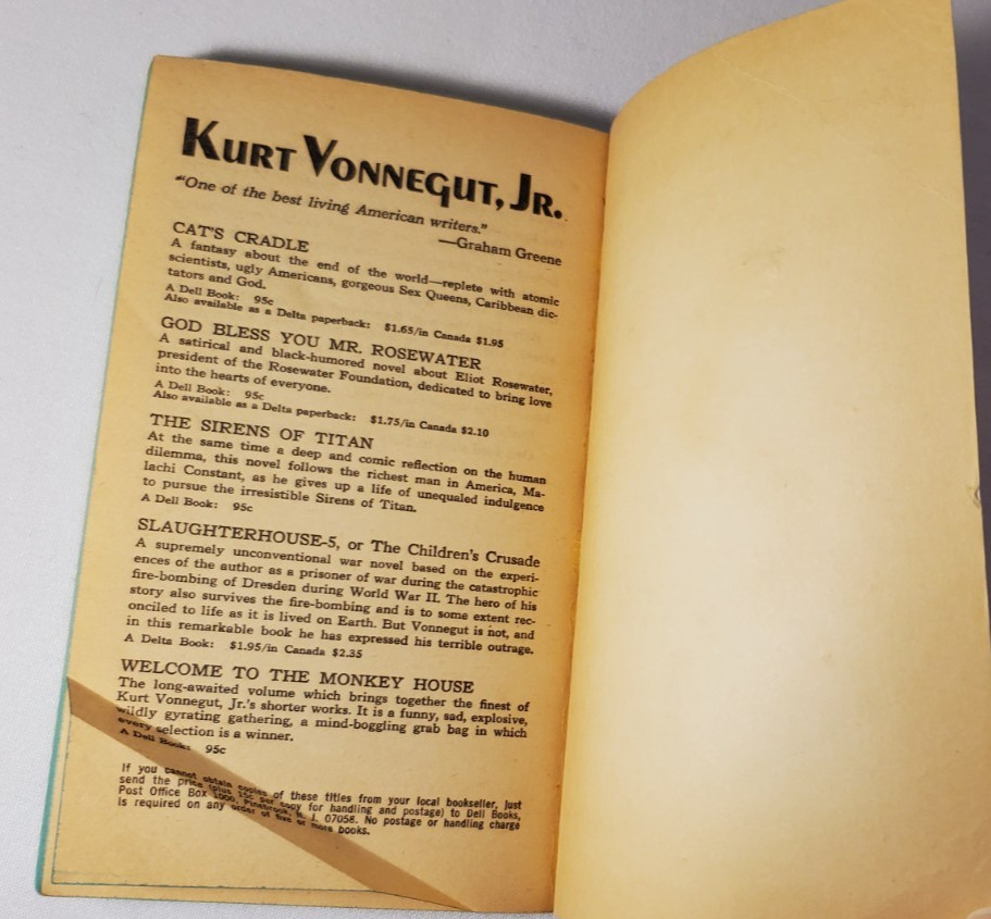 Kurt Vonnegut Slaughterhouse Five 1971 & Player Piano 1974 First Dell Paperbacks