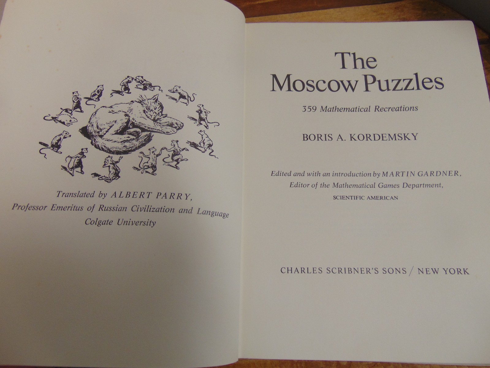 The Moscow Puzzles: 359 Mathematical Recreations By Boris Kordemsky 1972 HC