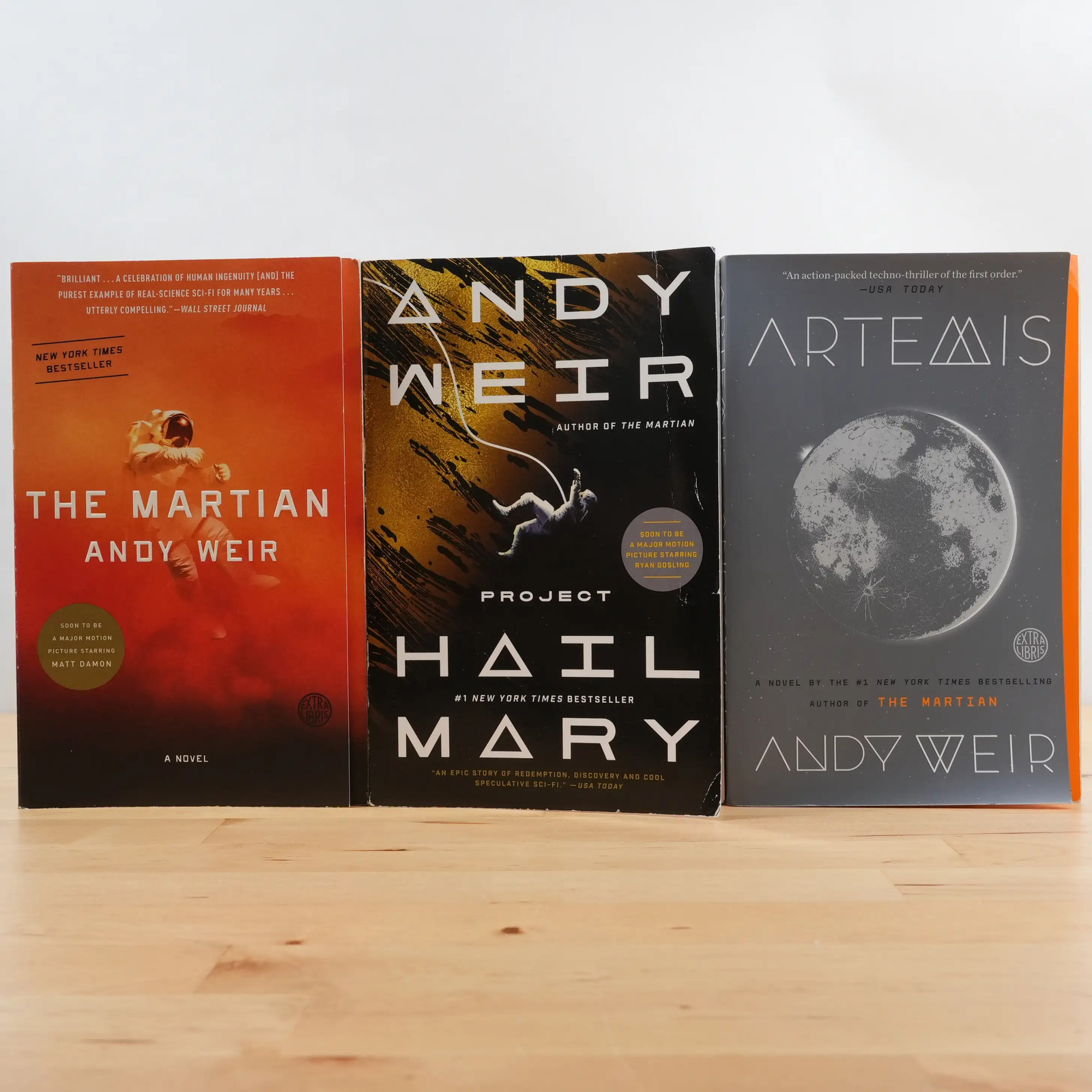 Andy Weir – 3 Book Lot – Project Hail Mary, The Martian, Artemis