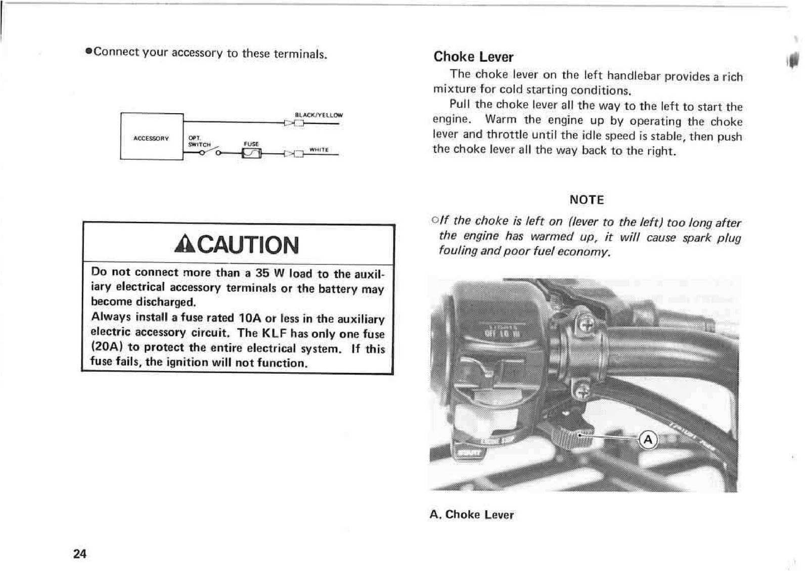 KAWASAKI Bayou 220 Owners Manual 1991 – STEEL WIRE BOUND – PROTECTIVE COVERS