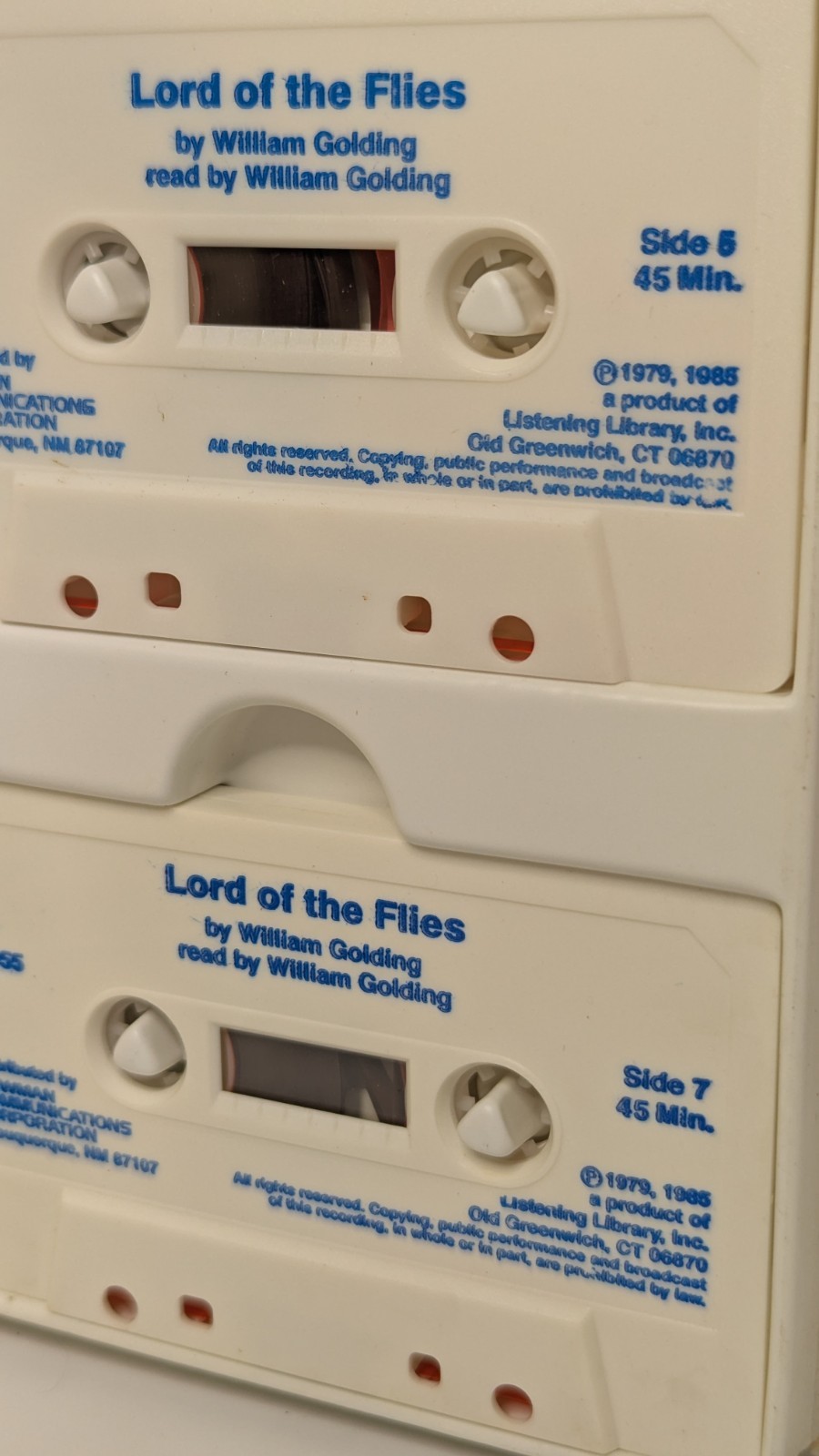 Vintage Incomplete Cassette Audiobooks Lord Of The Flies /White Dragon read