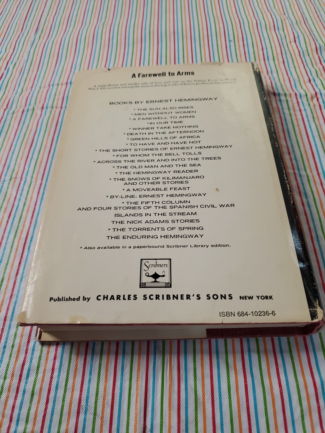 „A Farewell to Arms“ by Ernest Hemingway (1969) Scribner – Vintage Hardback
