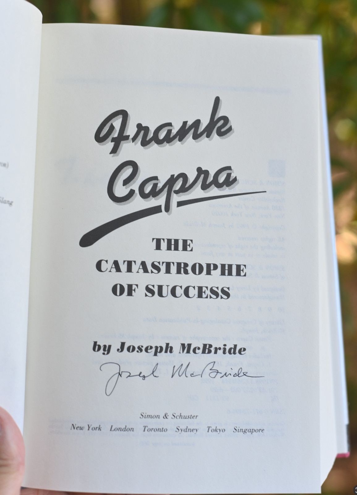 signed Joseph McBride Catastrophe of Success Hardback: 768 pages 2nd Edition