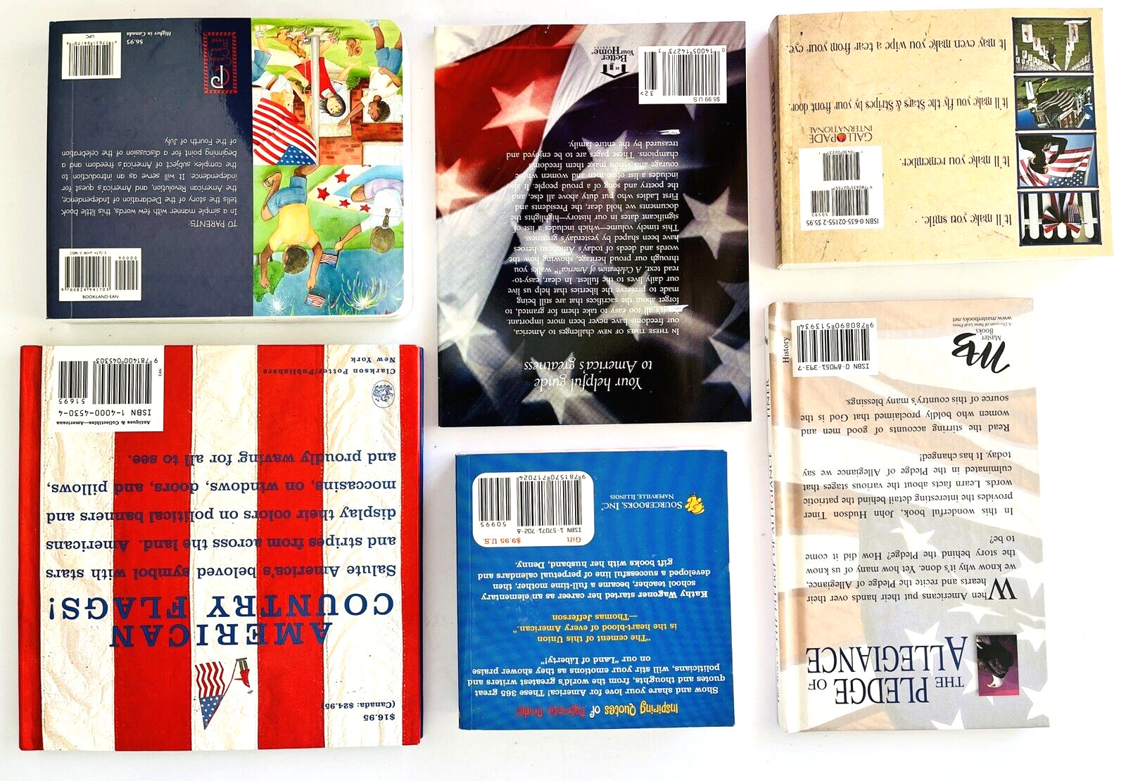6 Small Patriotic Books About Patriotism Salutes to America Flags Pledge etc
