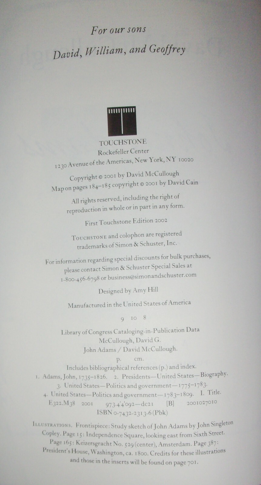 JOHN ADAMS-Biography-DAVID McCULLOUGH-Excellent 1st Touchstone Edition Softcover