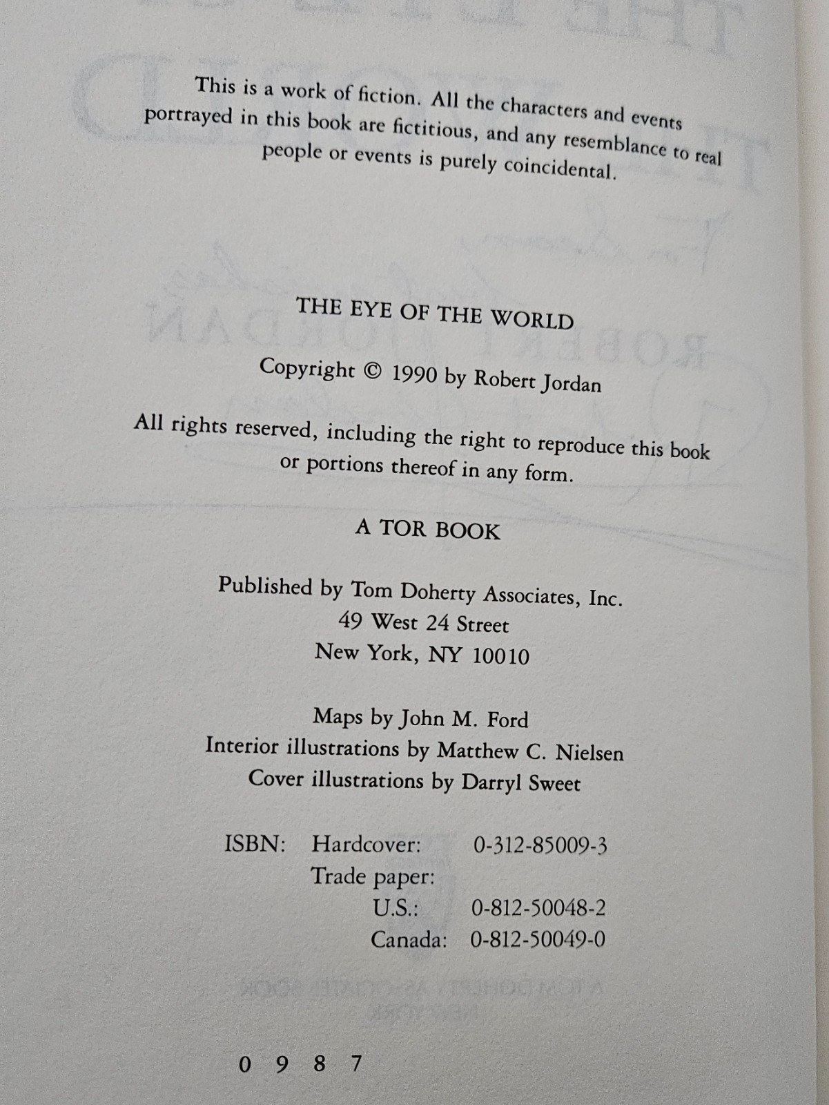 SIGNED The Eye Of The World 1st Edition 7th Printing Robert Jordan