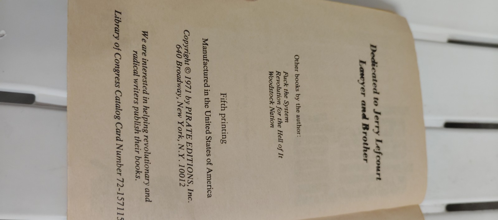 Steal This Book by Abbie Hoffman – 1971 1st Pirate Editions, 5th Printing