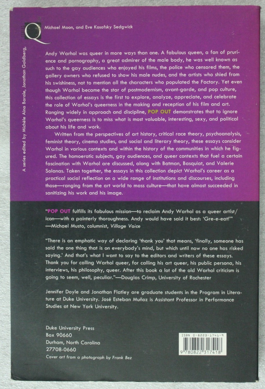 Pop Out: Queer Warhol (Series Q) Duke University Press Books, 1996 Like new