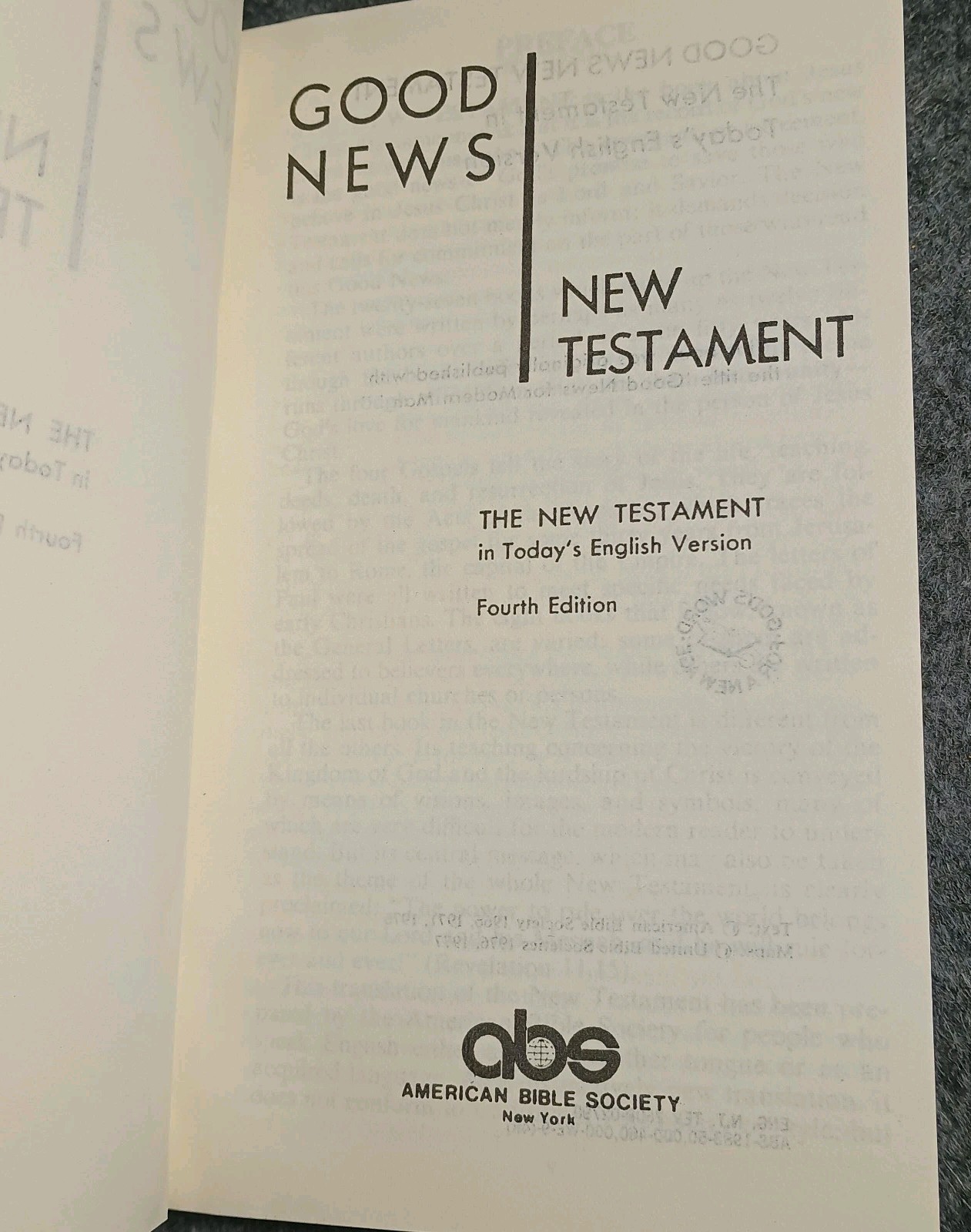 Good News New Testament In Today’s English Version 4th Edition Paperback