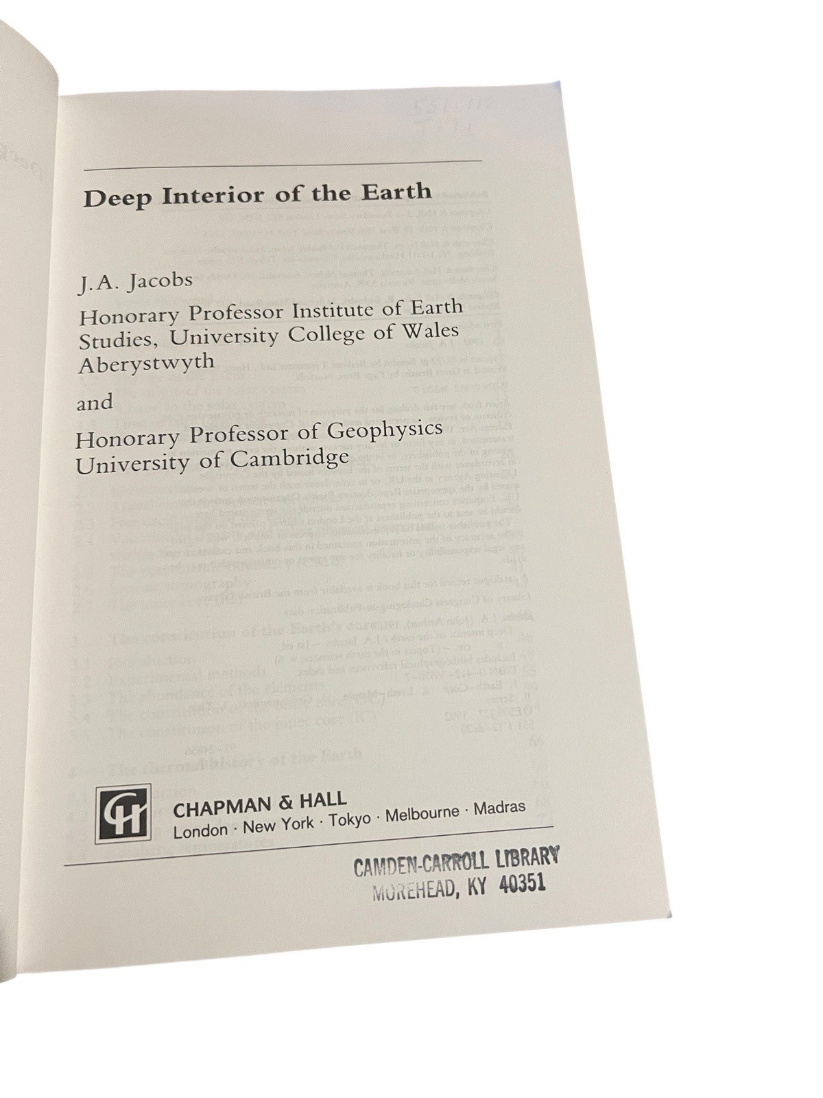 Deep Interior Of The Earth 6 By J. A. Jacobs Paperback 1992