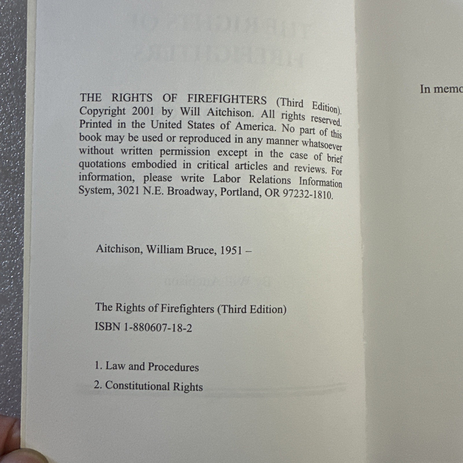 The Rights Of Firefighters Third Edition