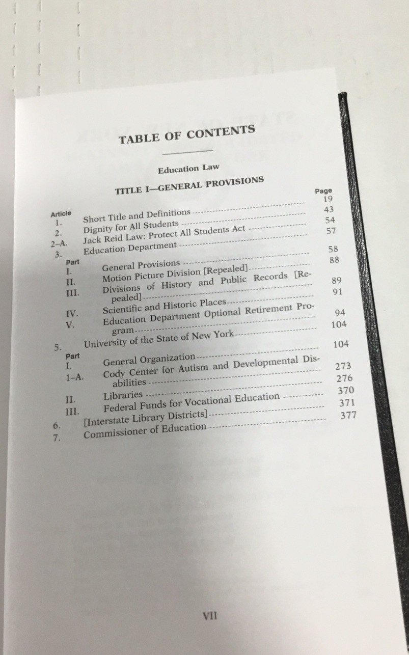 McKINNEY’S CONSOLIDATED LAWS OF NEW YORK Annotated 16 Education- 1-305 HARD Book