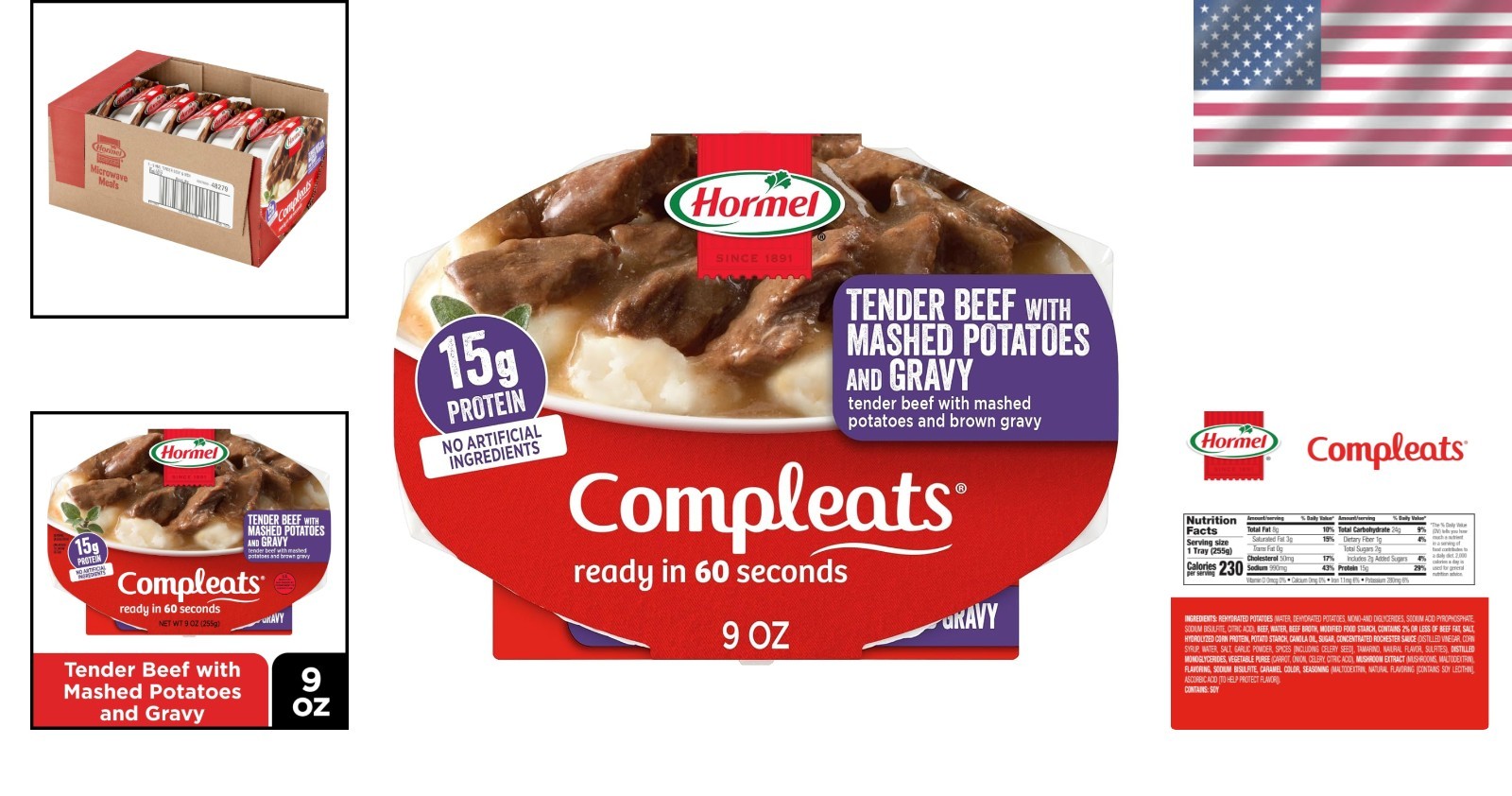 Tender Beef with Creamy Mashed Potatoes & Gravy – 9 oz Microwave Tray 6 Pack