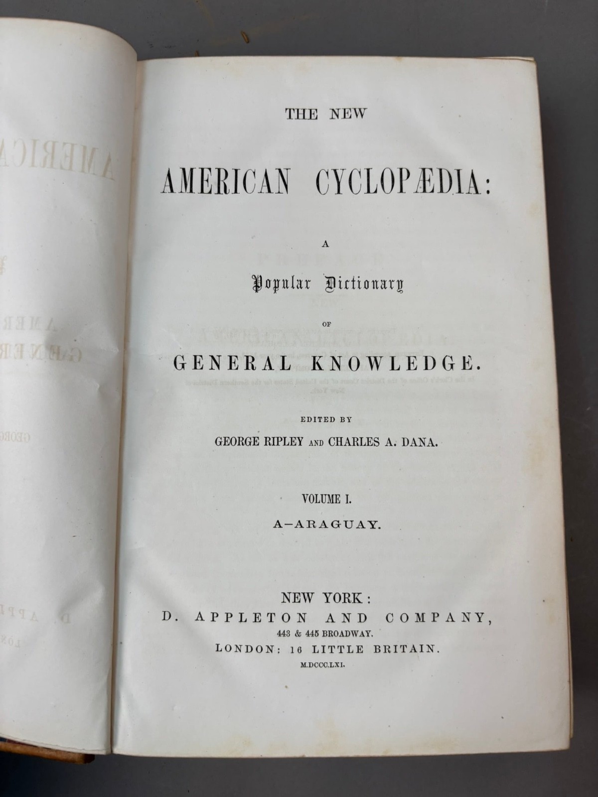 The New American Cyclopedia Compl 16 Vol Set D. Appleton & Co Early 1861 Leather