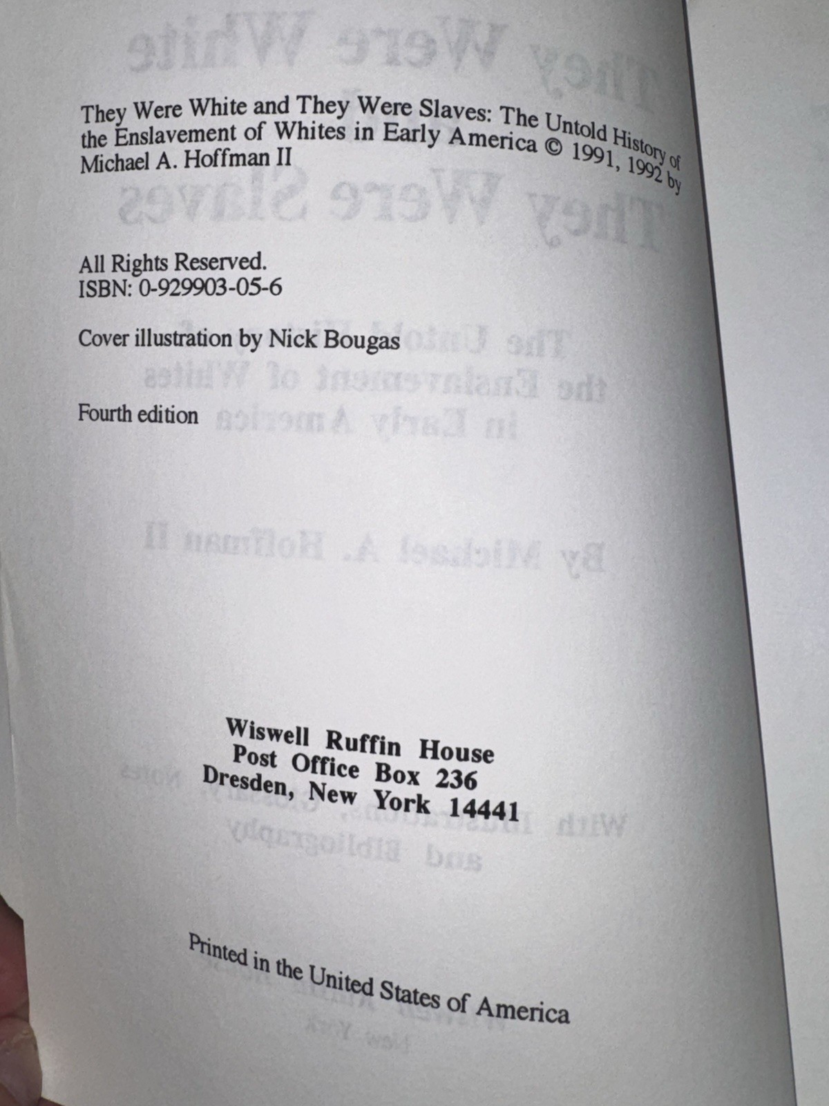 They Were White and They Were Slaves Michael A Hoffman II 4th Ed 1992 History