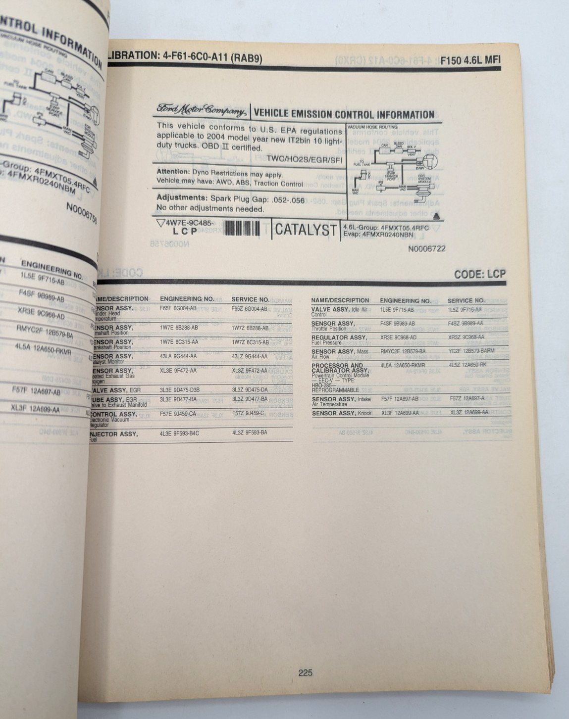 2004 Ford Car Truck Engine Emissions Facts Book Summary Manual Mustang F Series+