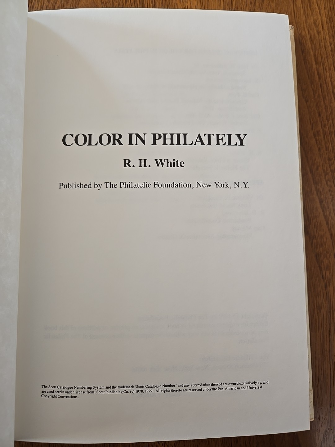 Color in Philately by Ray H. White HC 1979 includes plates VERY GOOD +