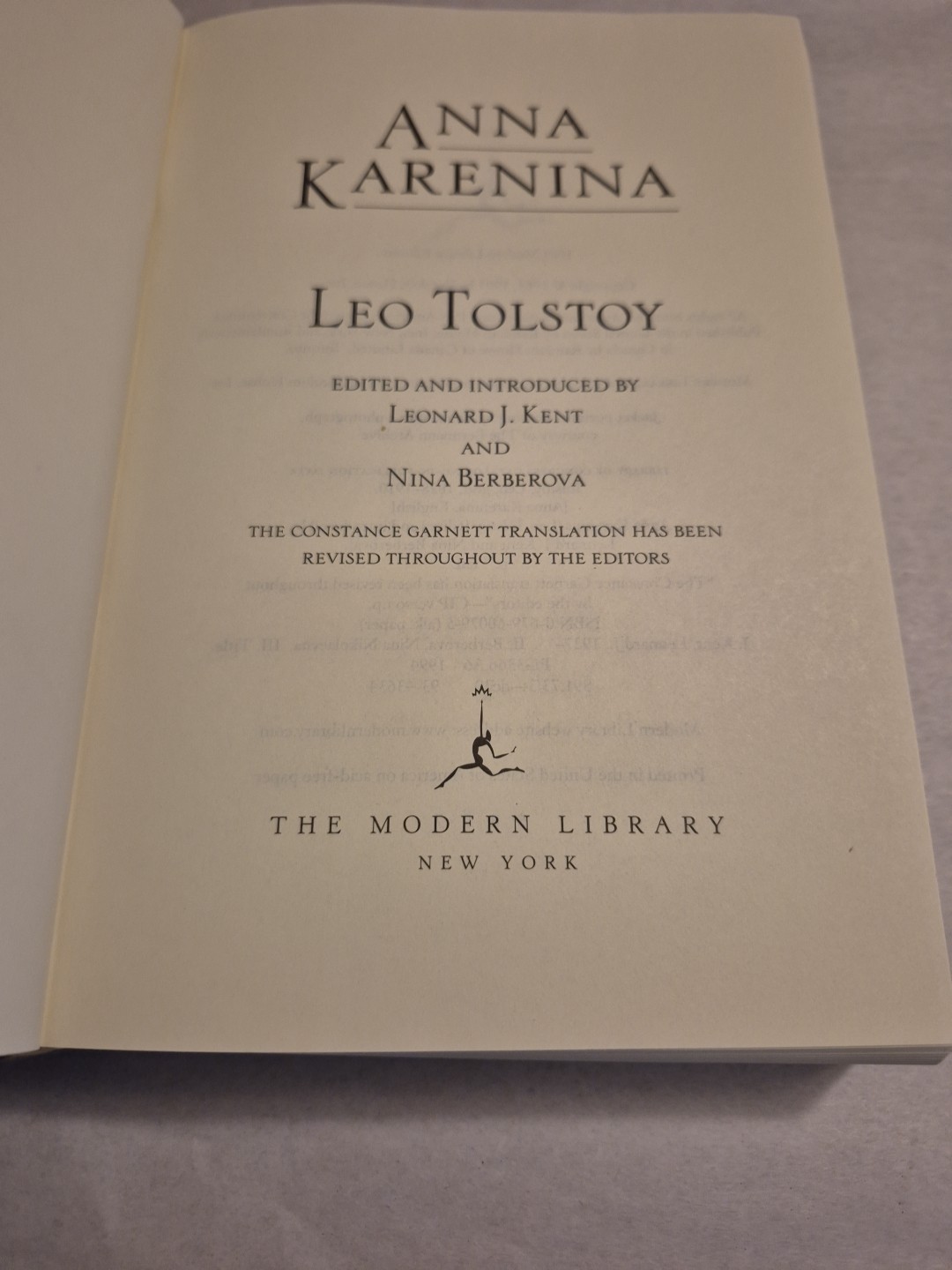 Anna Karenina by Leo Tolstoy 1993 Modern Library HC w/DJ Russian Literature