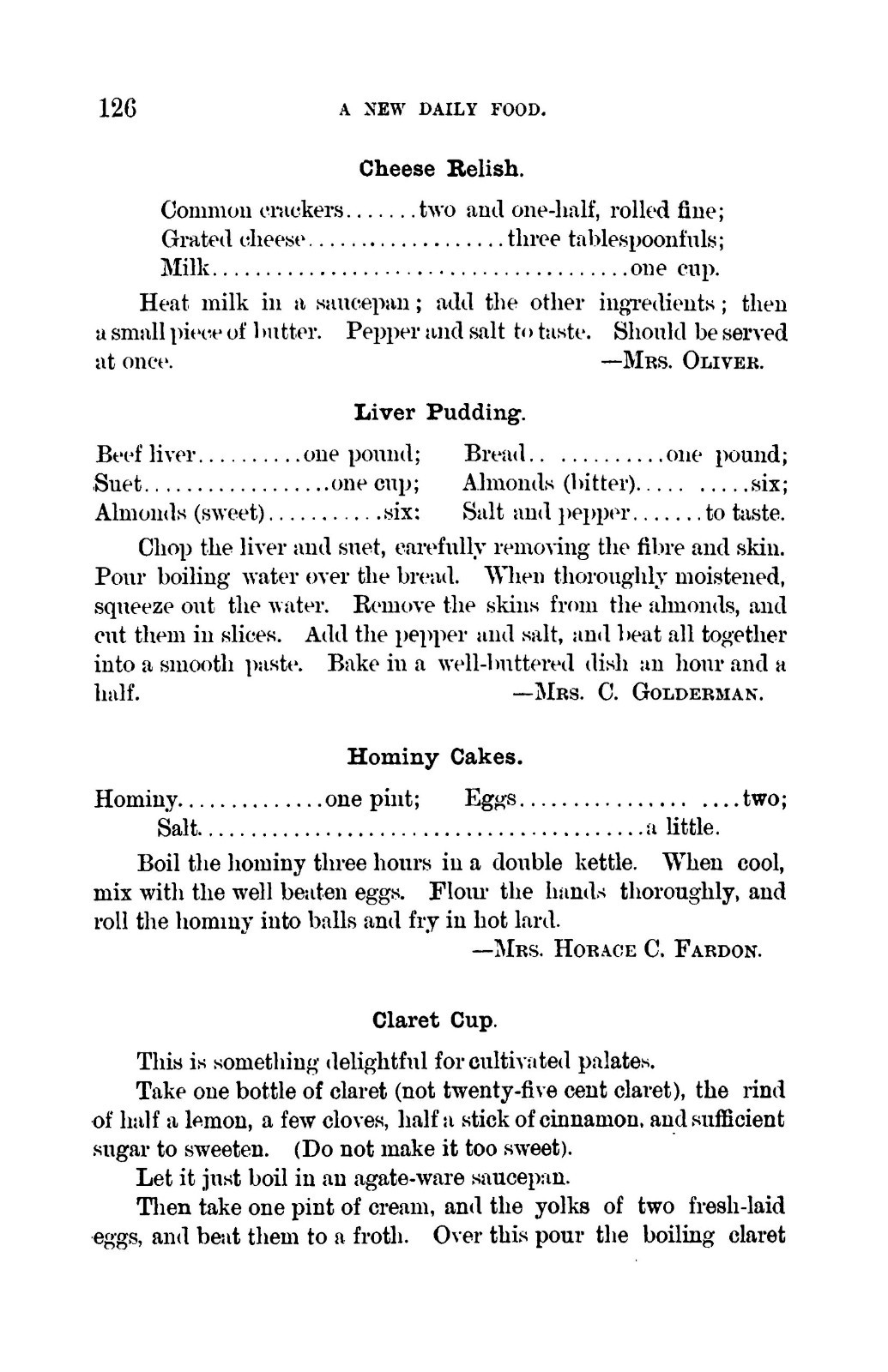 1885 A New Daily Food Vintage Cook Book 129 Pages