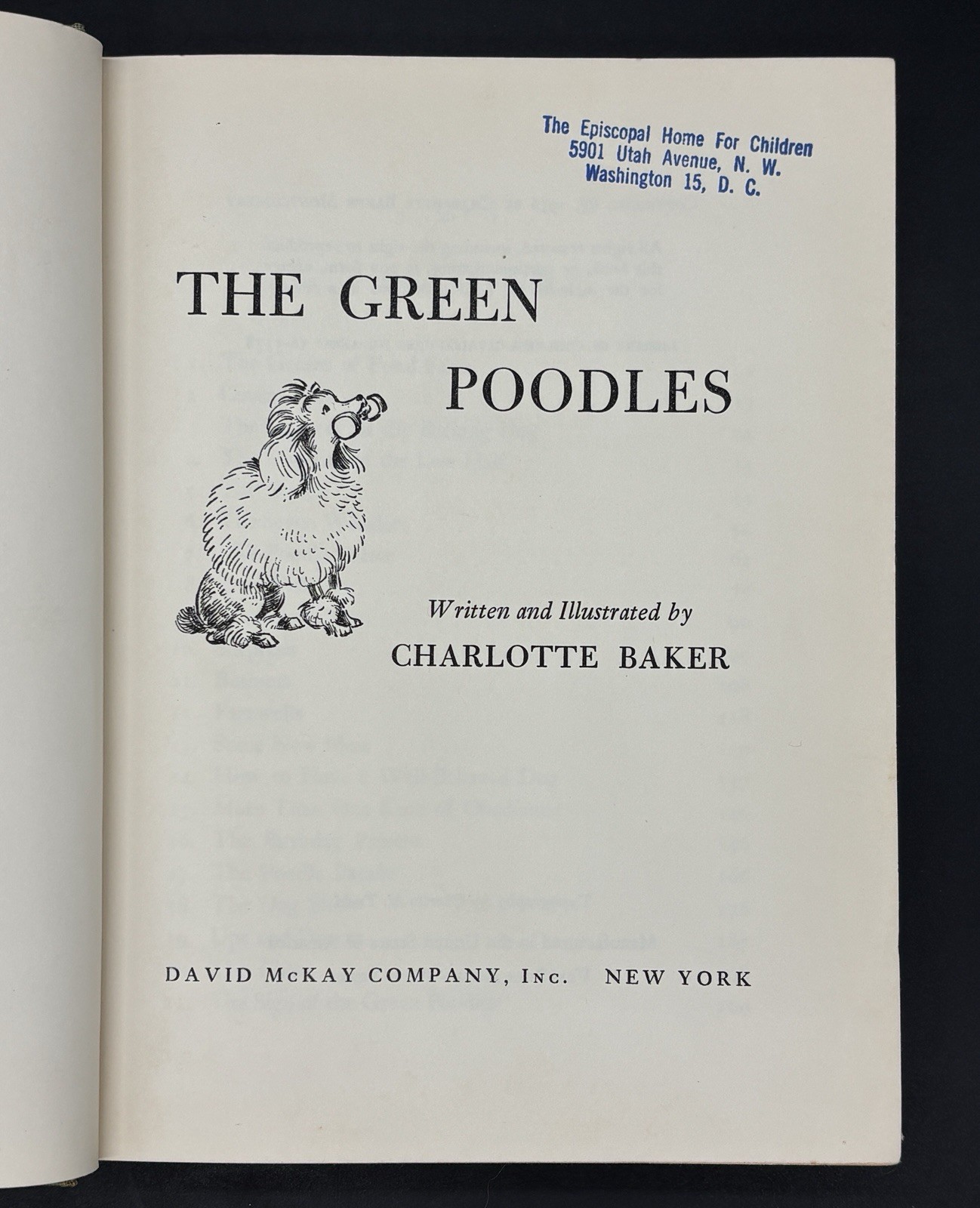 The Green Poodles By Charlotte Baker~1956 TRUE First Edition/First Printing HCDJ