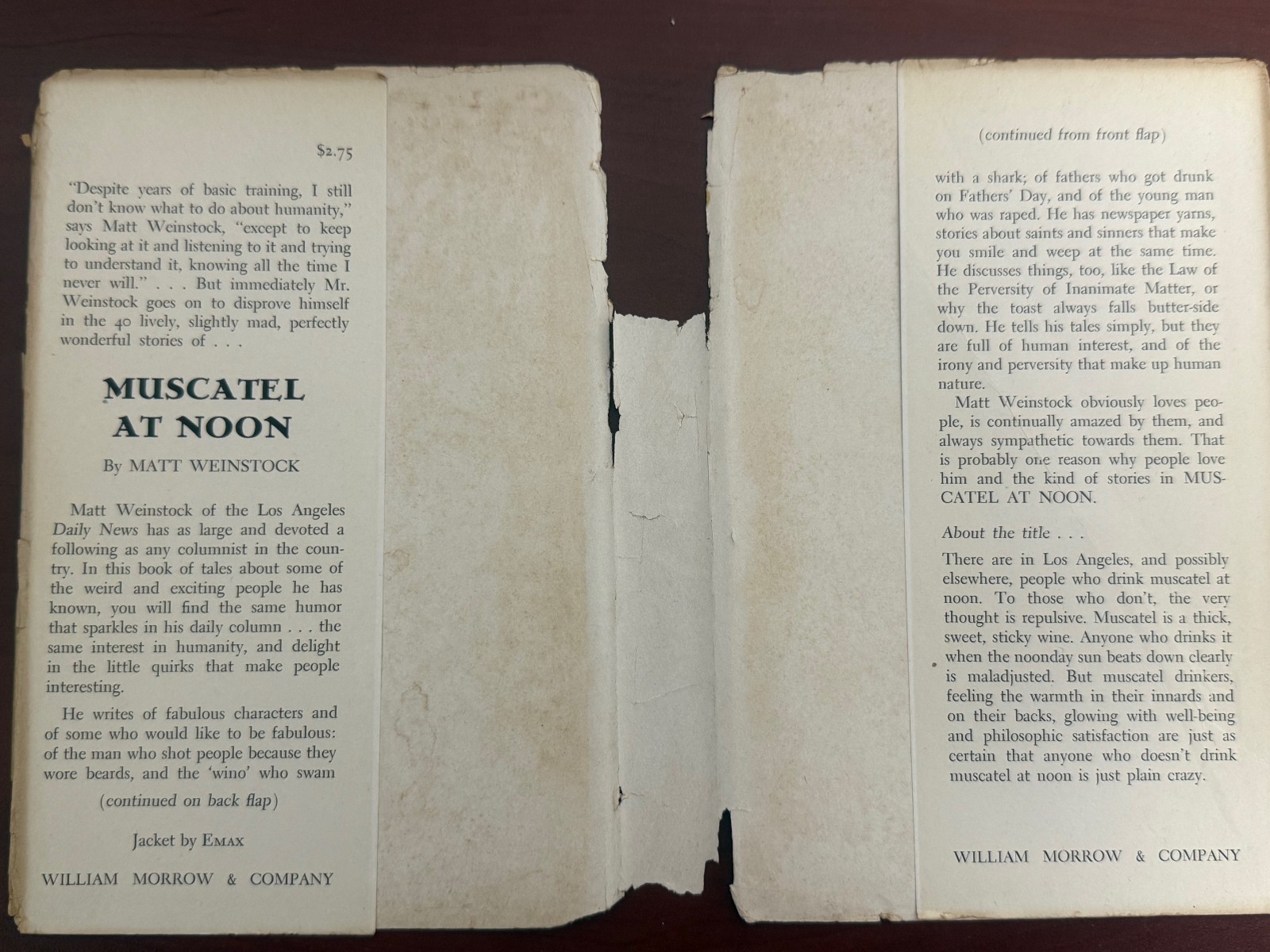 Muscatel at Noon by Matt Weinstock Hardcover with Dust Jacket *SIGNED* 1951