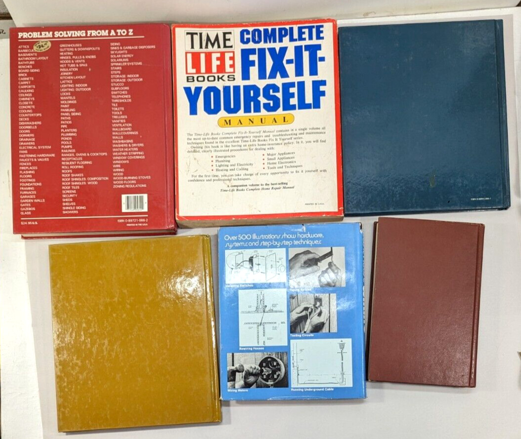 Lot of 6 books on home improvement, plumbing, wiring, wiring, appliance repair