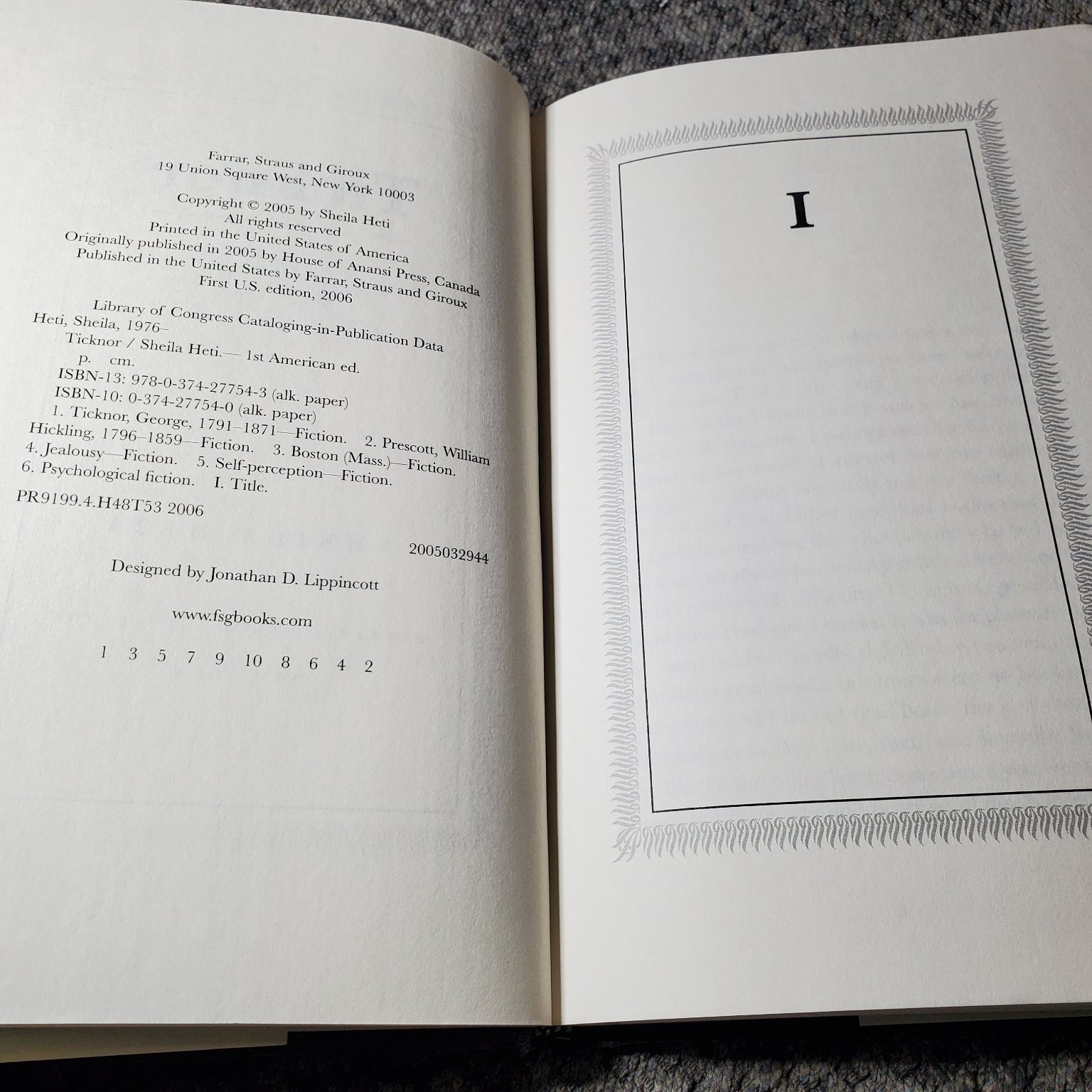 Ticknor Sheila Heti 2006 First Edition Fiction Farrar Straus Giroux