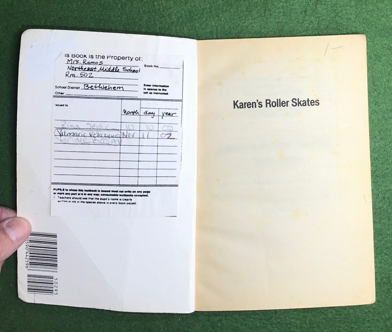 Babysitters Little Sister #2 Karen’s Roller Skates Ann M Martin library copy