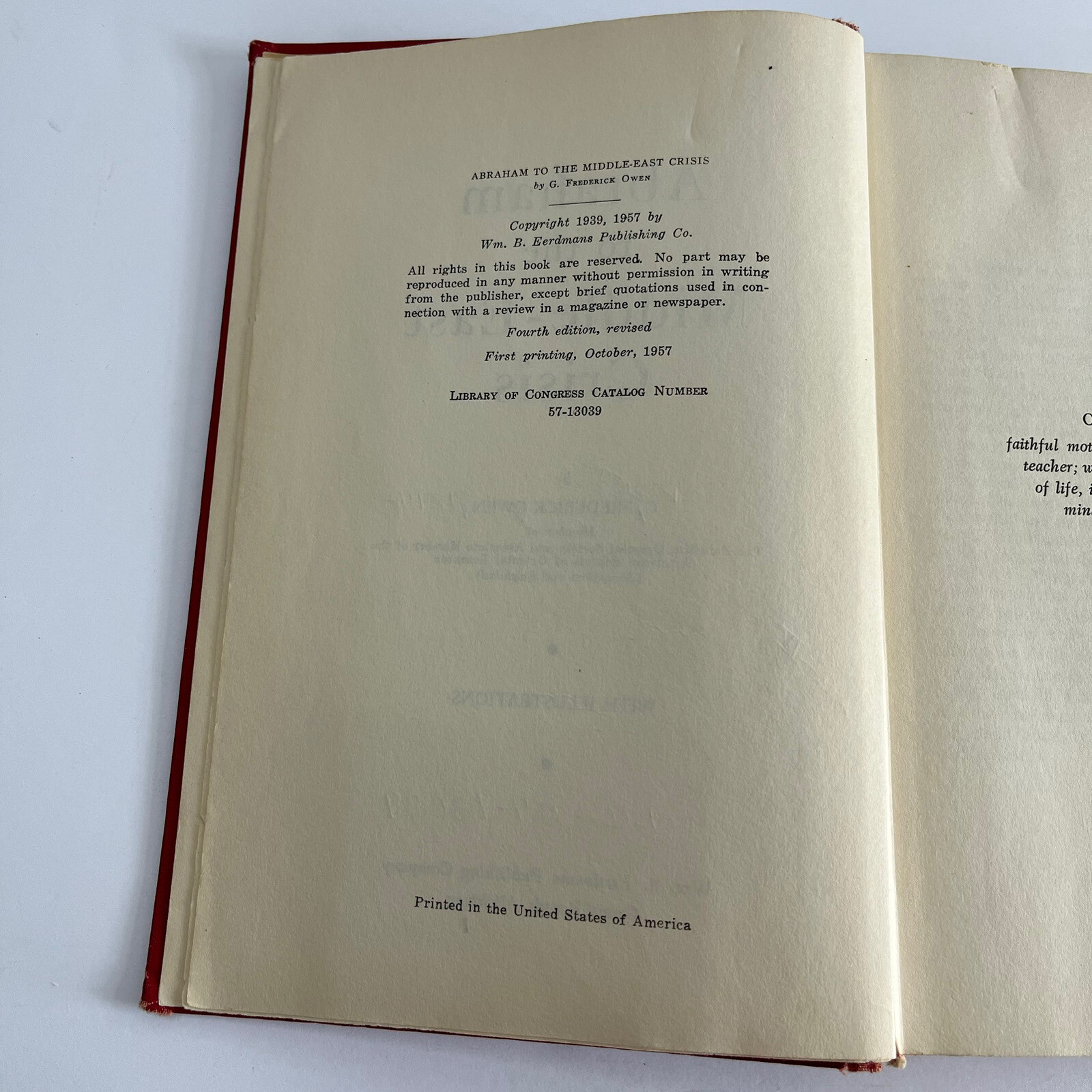 Abraham to the Middle-East Crisis G. Frederick Owen 1957