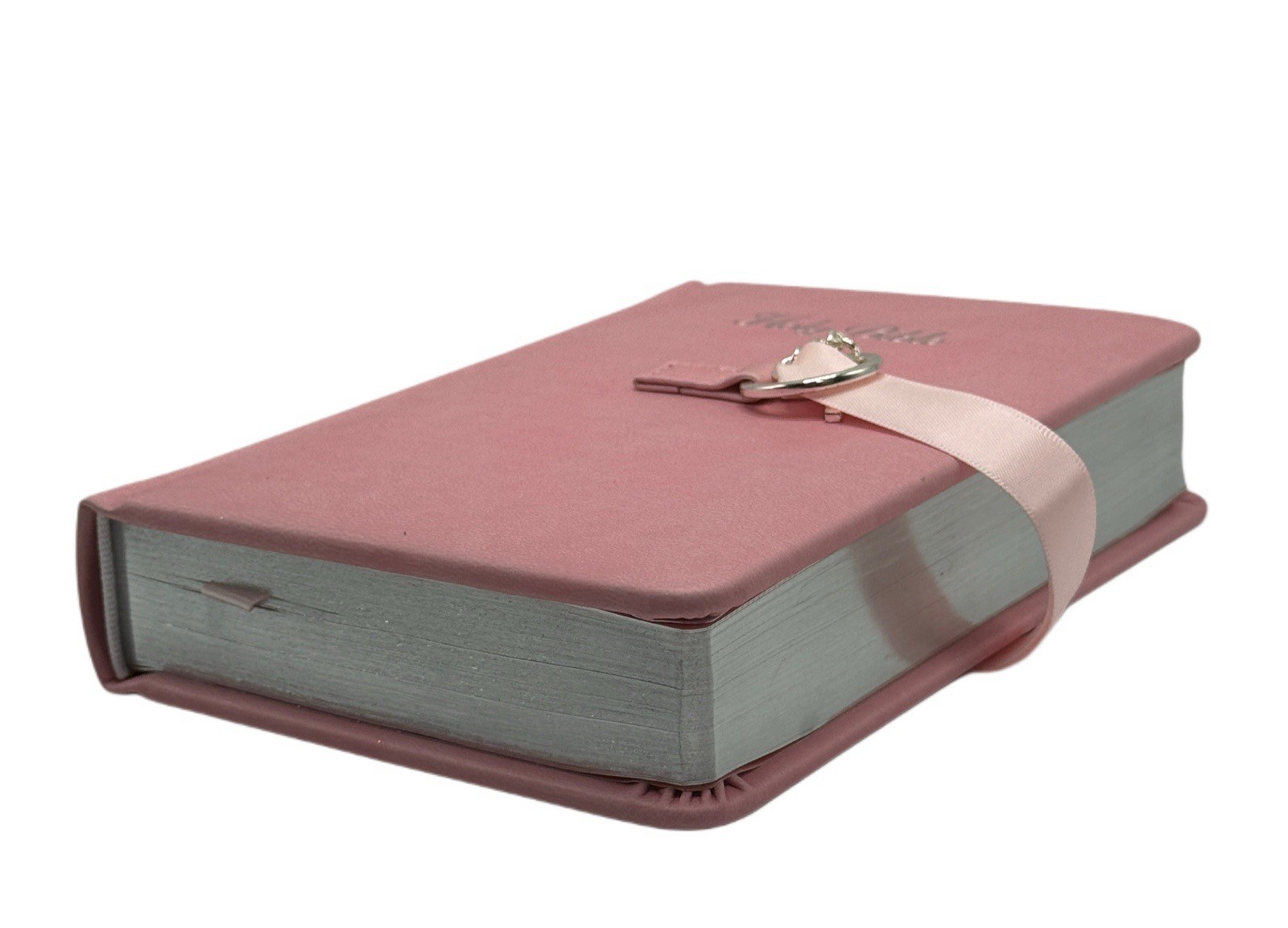 NKJV Simply Charming Bible Pink Hardcover Ribbon Cross Charm New