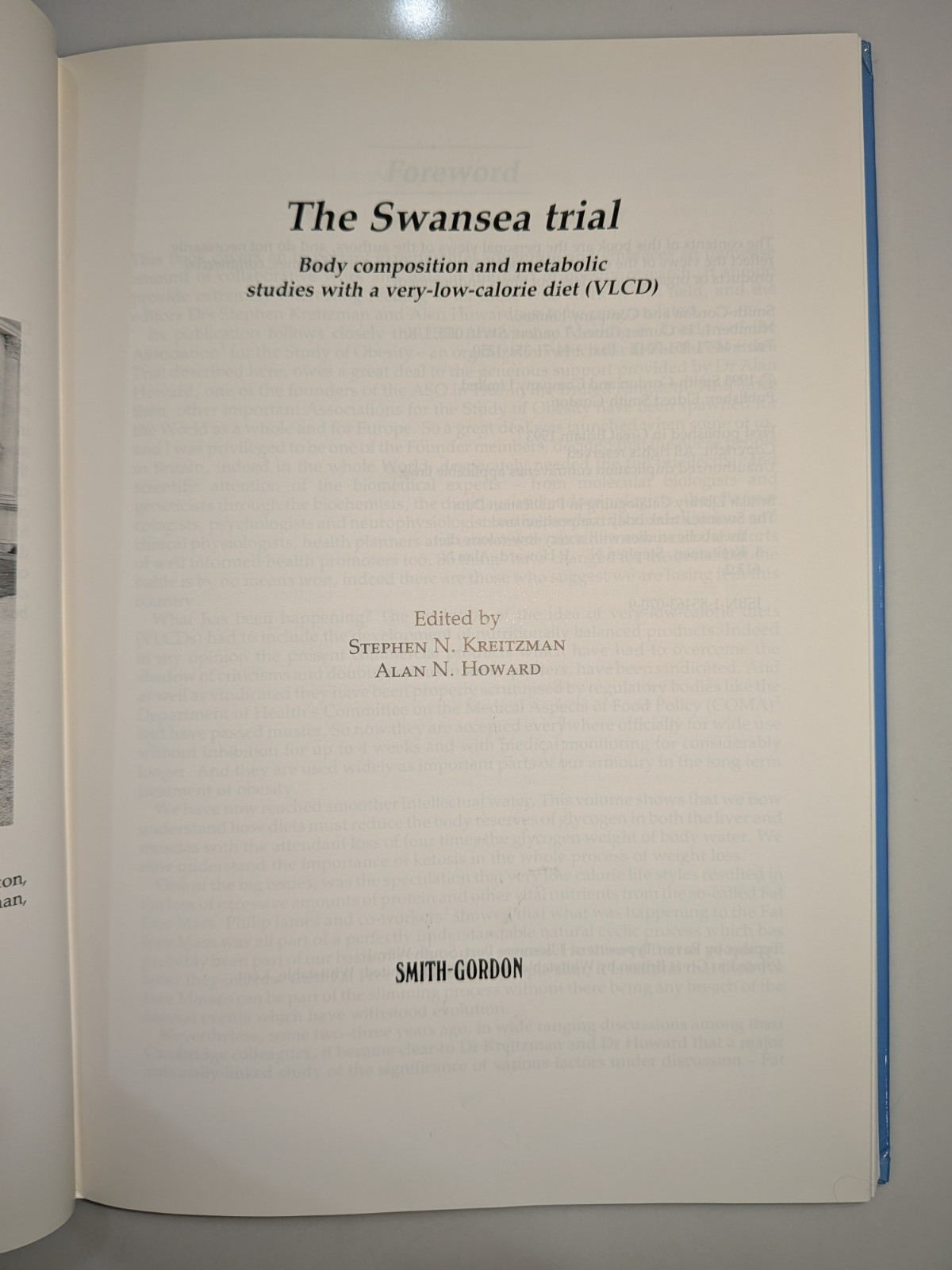 The Swansea Trial – Kreitzman & Howard | 1993 | Hardcover, VLCD, Medical Diet