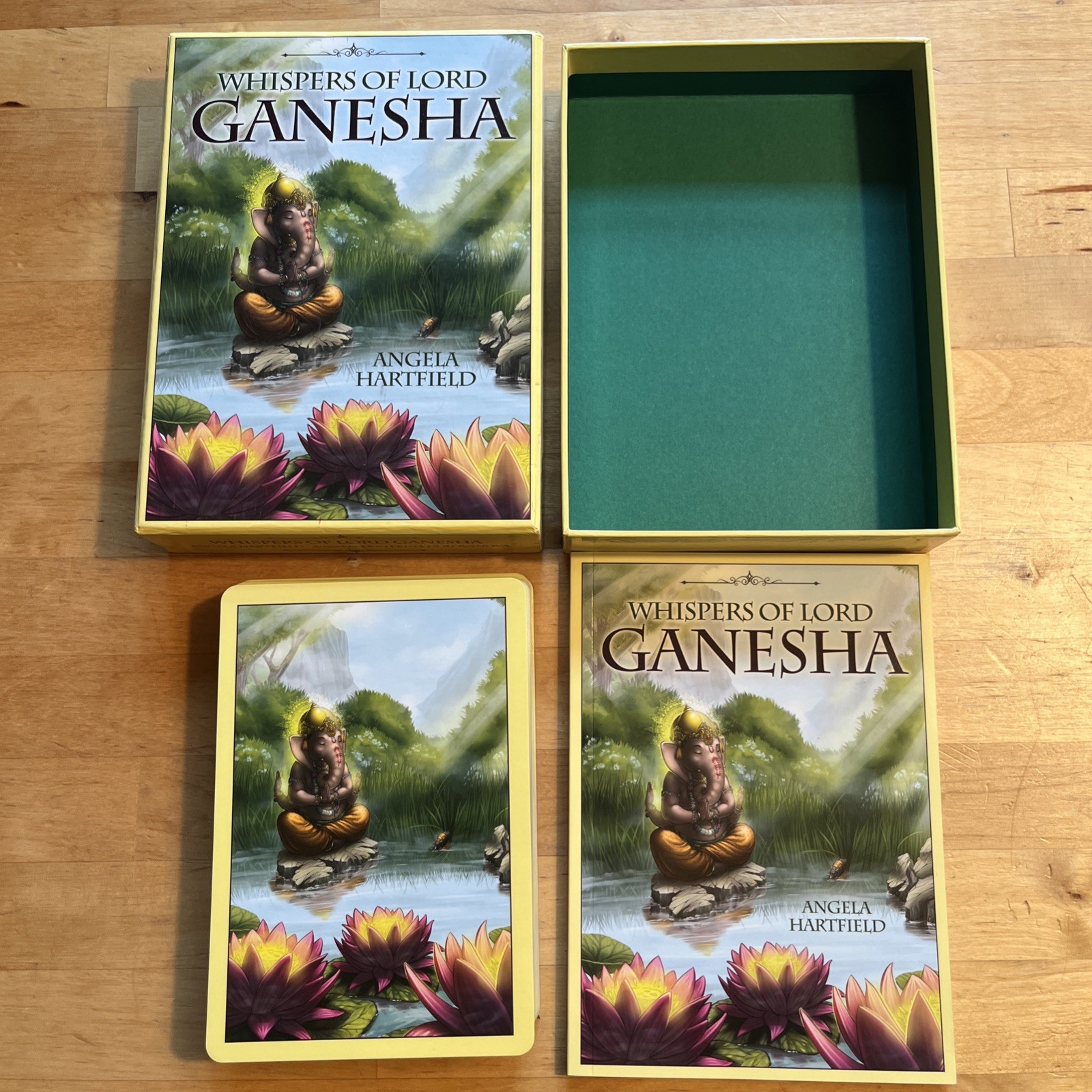 Whispers of Lord Ganesha by Angela Hartfield, 50 Tarot Cards + Book – VERY GOOD