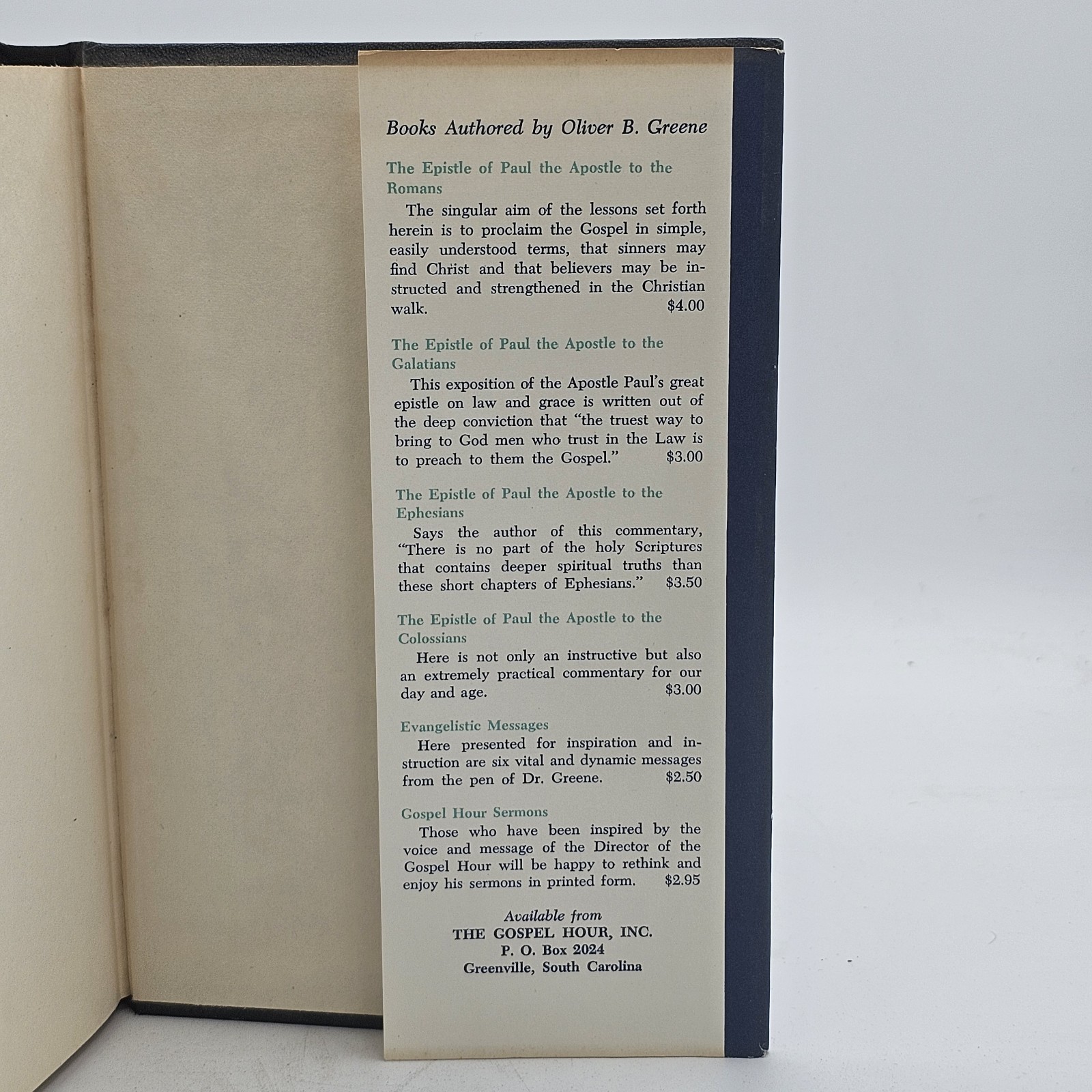 Epistle of Paul the Apostle to the Colossians Greene 1963 Signed HC w/DJ