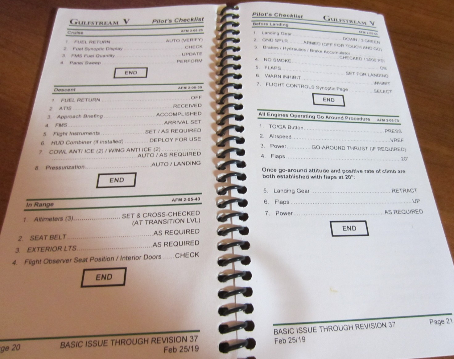 GULFSTREAM GV PILOT CHECKLIST AS PICTURED 2019 30 PAGES