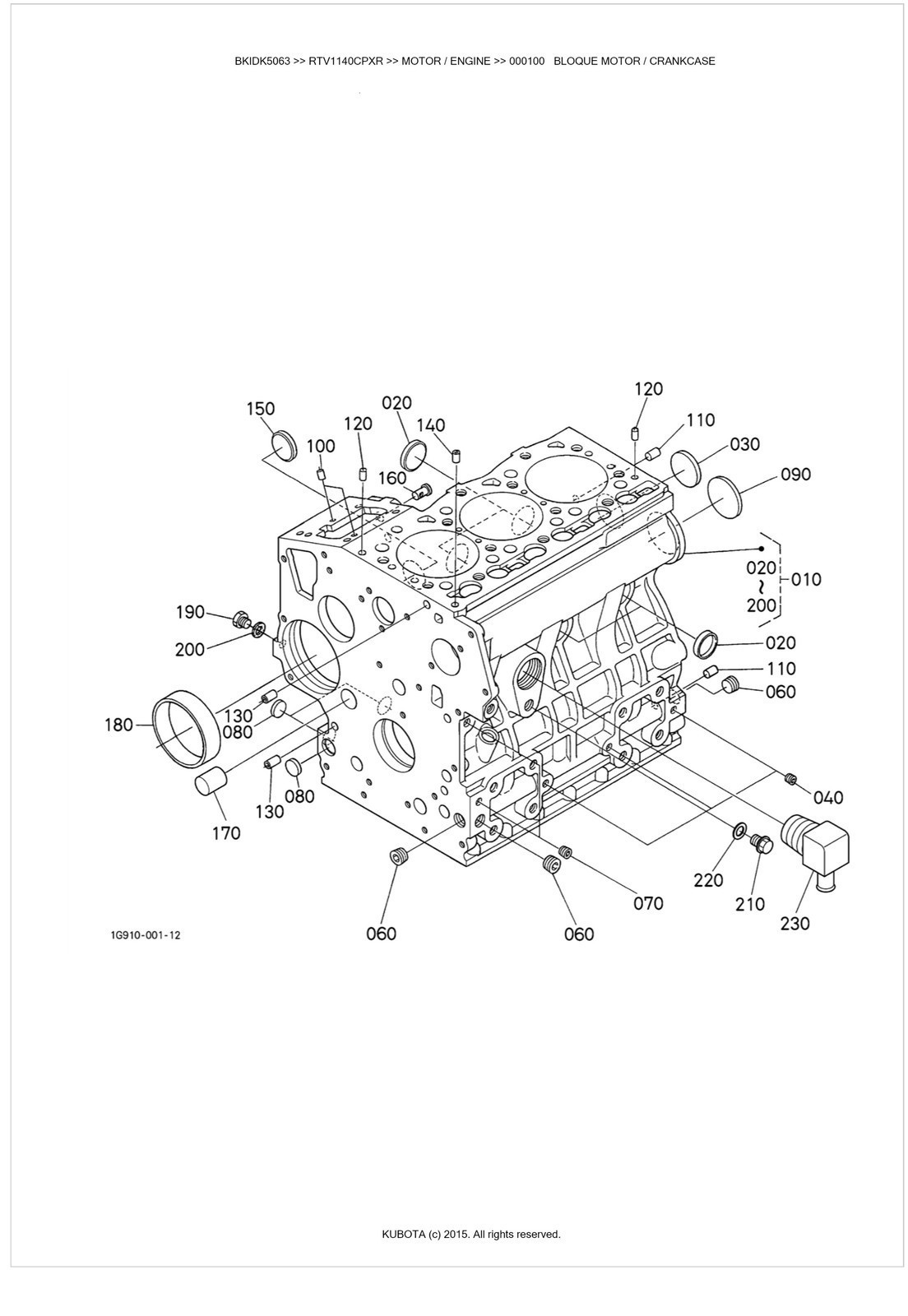 KUBOTA RTV1140CPX CPXR 2015 Illustrated Parts Manual SECURED, TOUGH FRONT & BACK