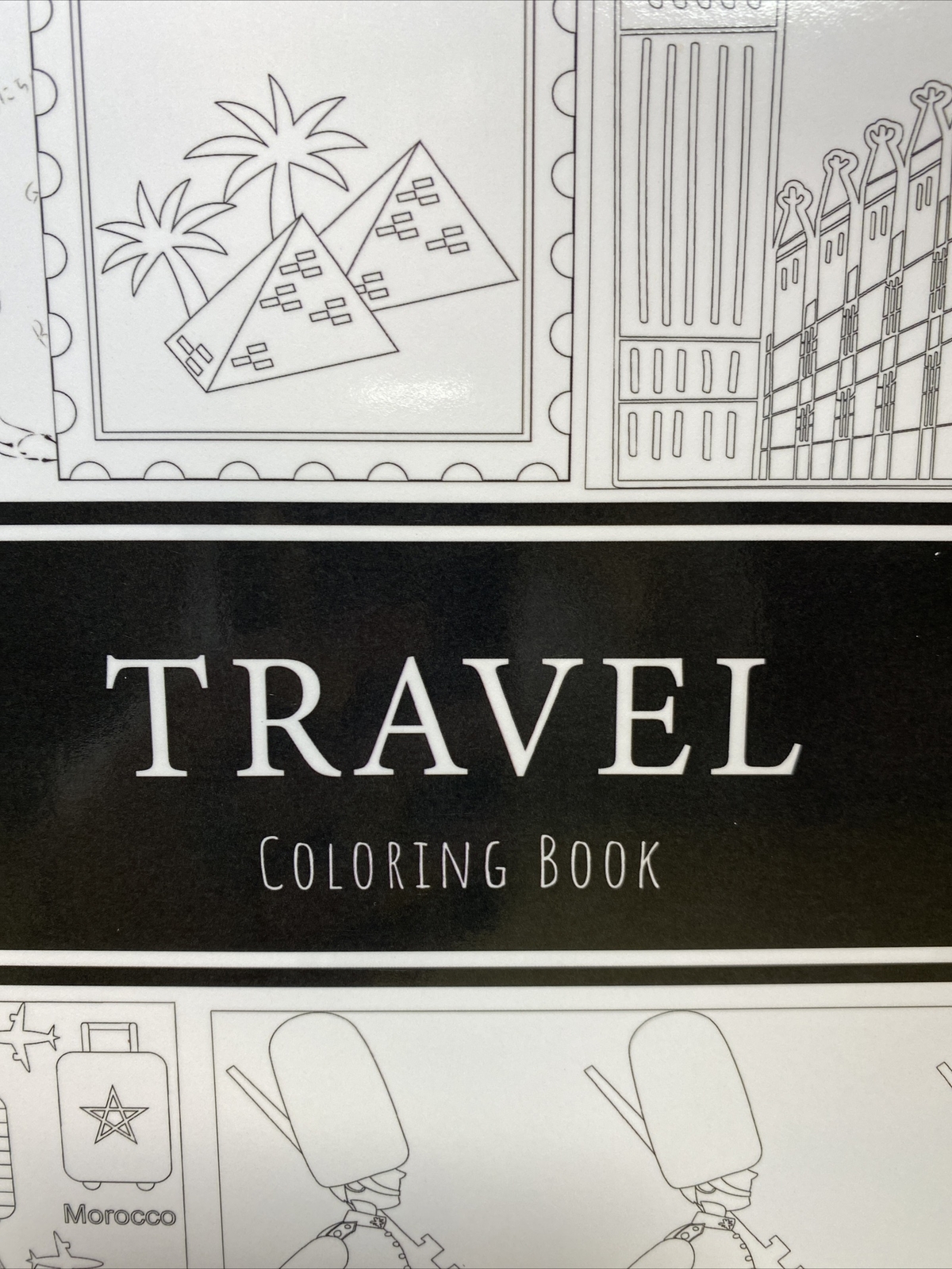 Adult Travel Coloring Book 100 pages, 47 Coloring pages, Inspirational Quotes