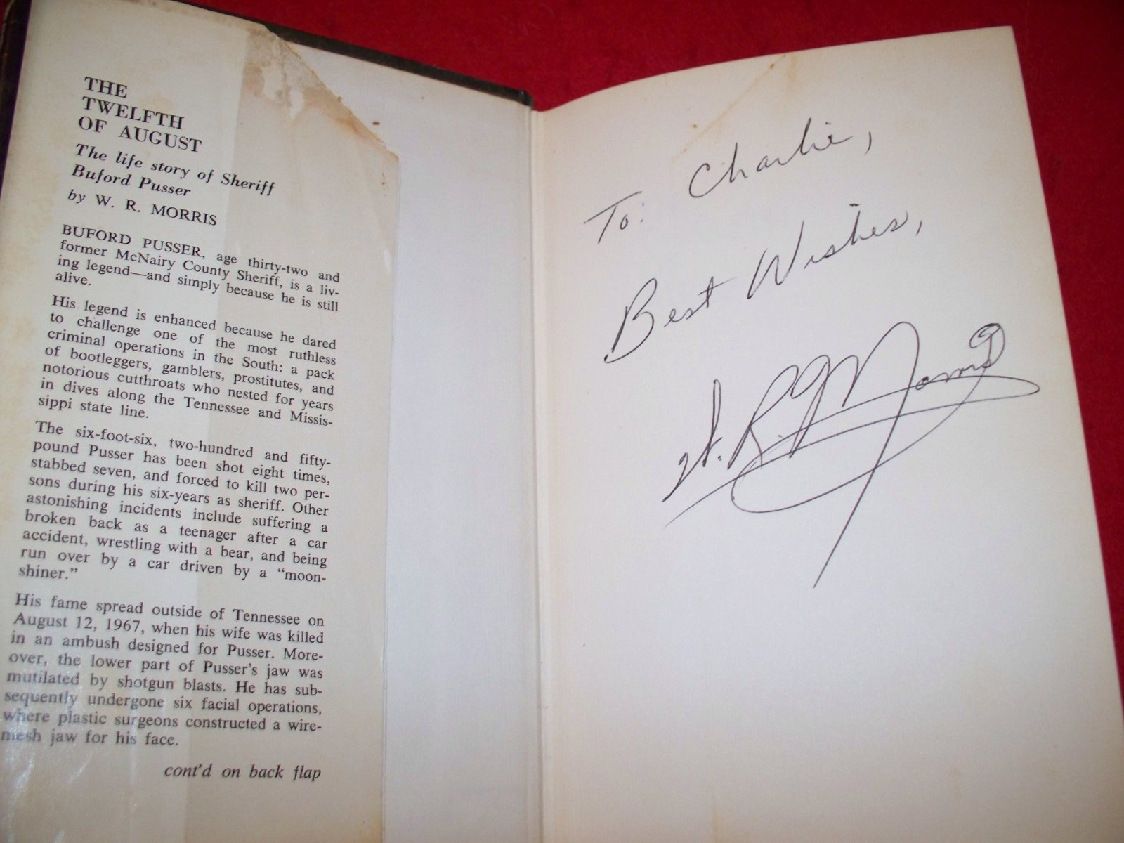 3 Buford Pusser Books-12th/August, State Line Mob,Legend of Buford Pusser,SIGNED