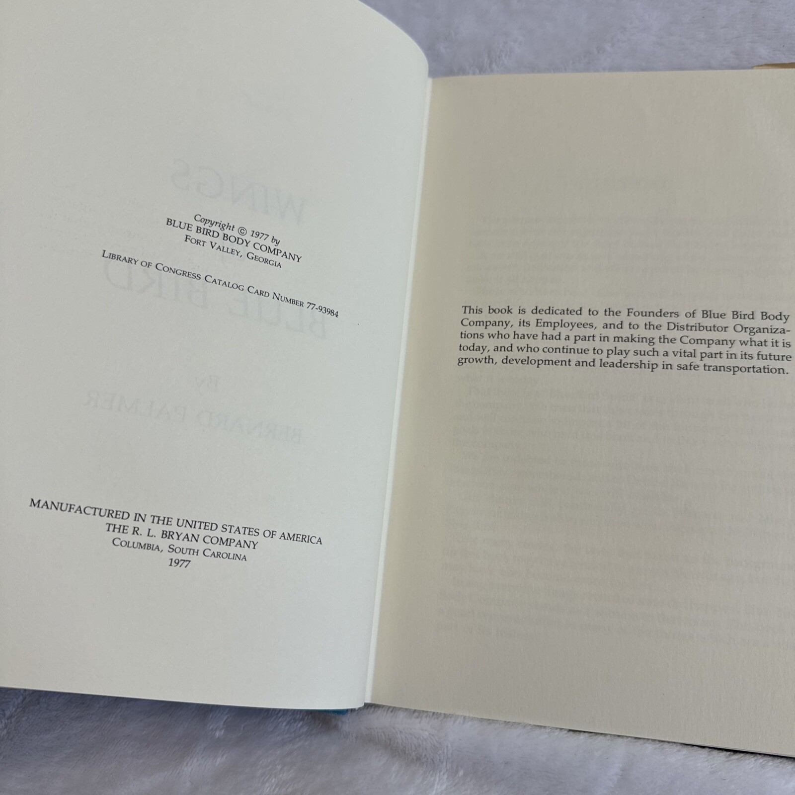 Wings of Blue Bird Hardcover Bernard Palmer First Edition 1977 Signed by Luce