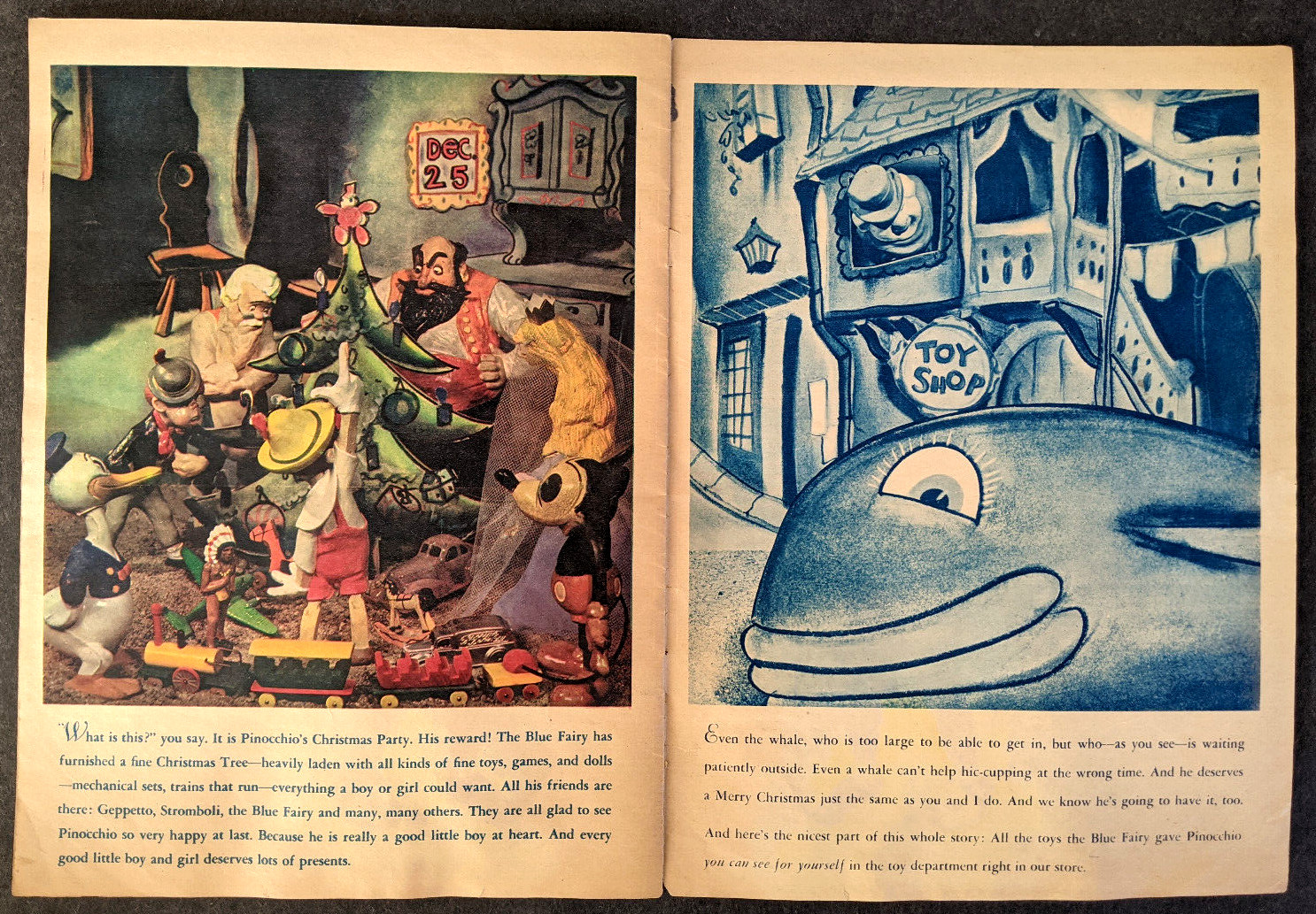 Pinocchio Pinocchio’s Christmas Party 1939 Disney Give Away Toytown Boston