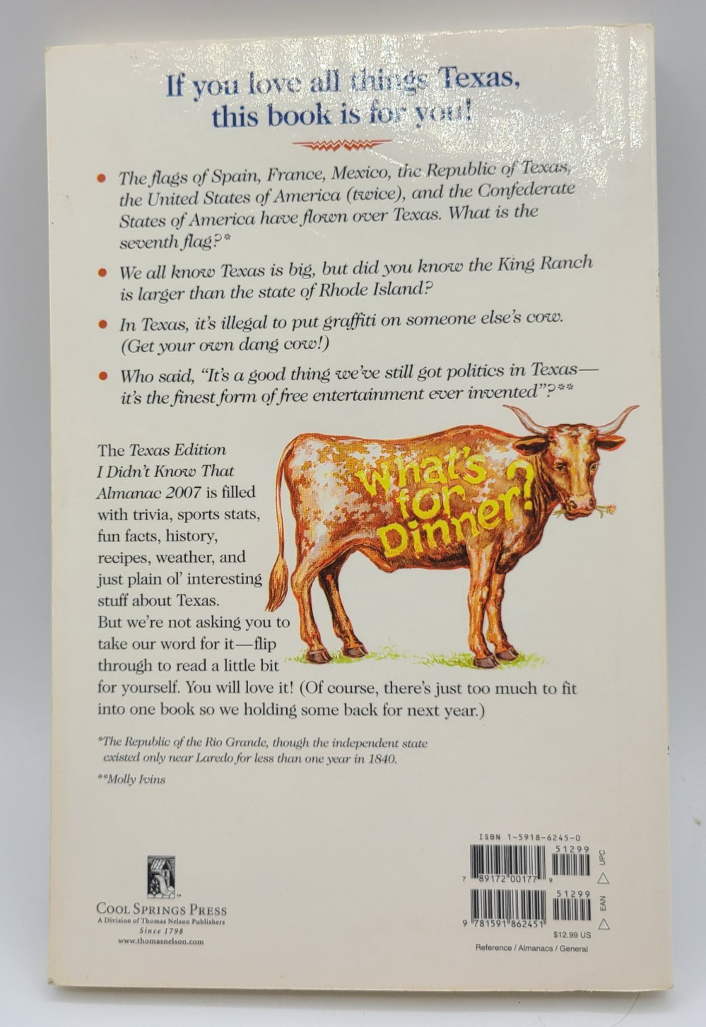 Texas Edition I Didn’t Know That Almanac 2007 By Cool Springs Press Trivia Fun