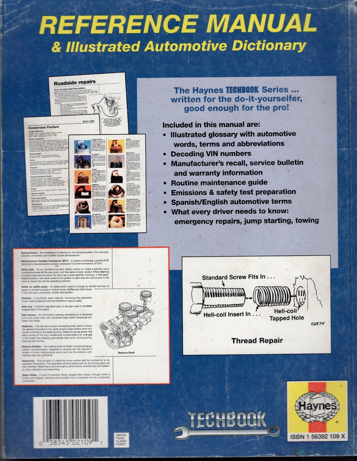 Haynes TECHBOOK Automotive Reference Manual & Illustrated Dictionary MN303