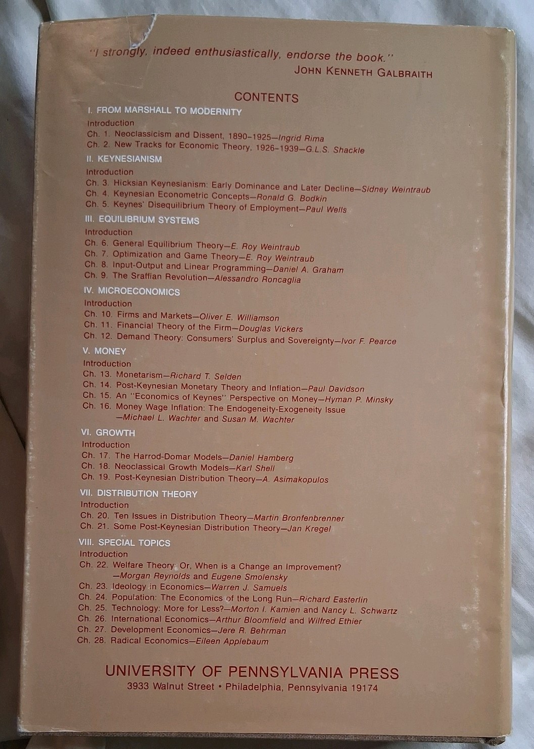 Modern Economic Thought Sidney Weintraub Hardcover/DJ 1977 Univ. of Pennsylvania