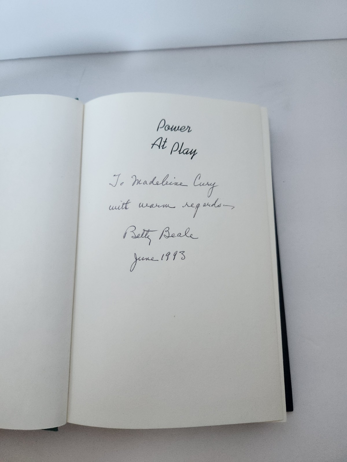SIGNED Betty Beale Power At Play Memoir Hardcover Dust Jacket 1993 First Edition